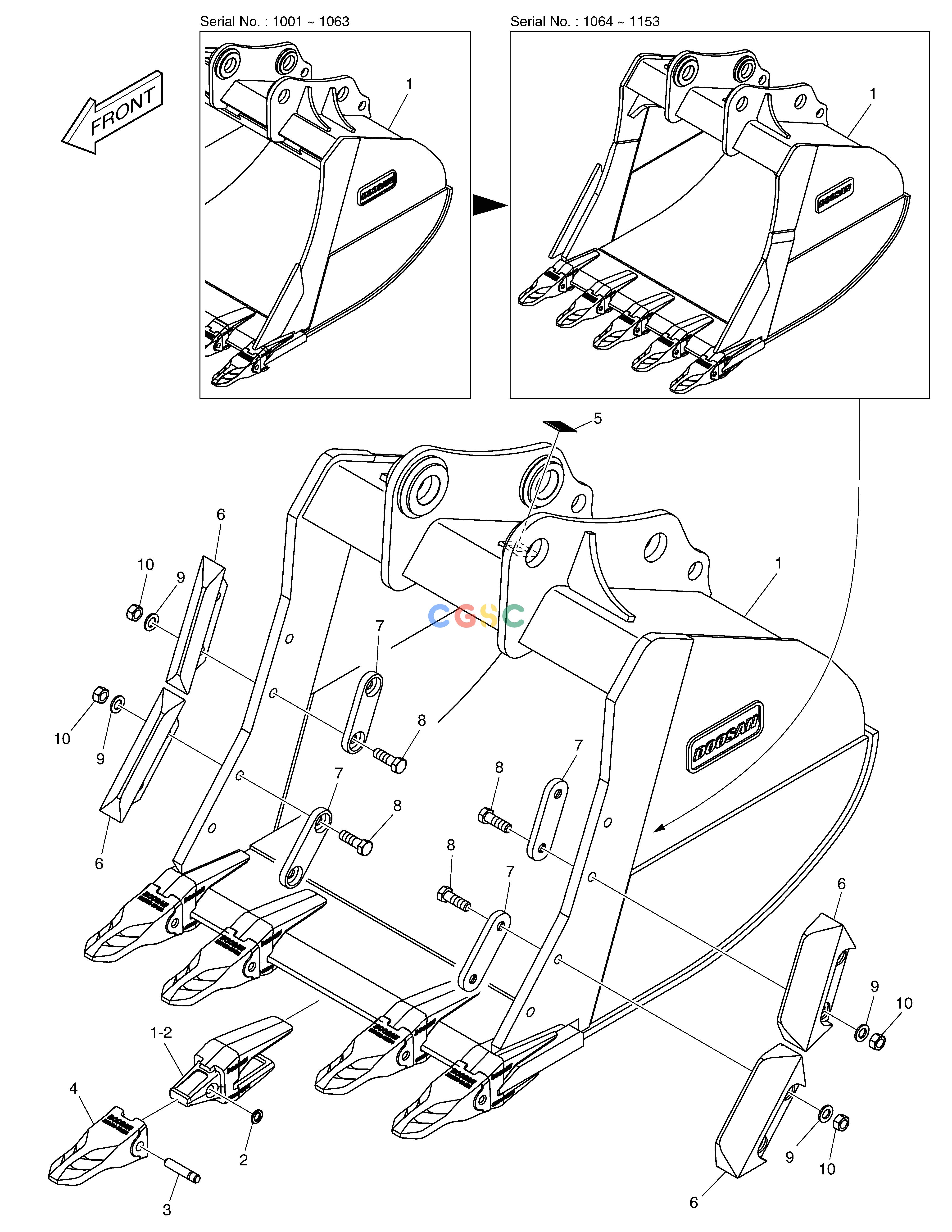 斗山零件查询BUCKET ASS´Y - 1.07m³ - S CLASS DX235LC-5 Doosan parts catalog online