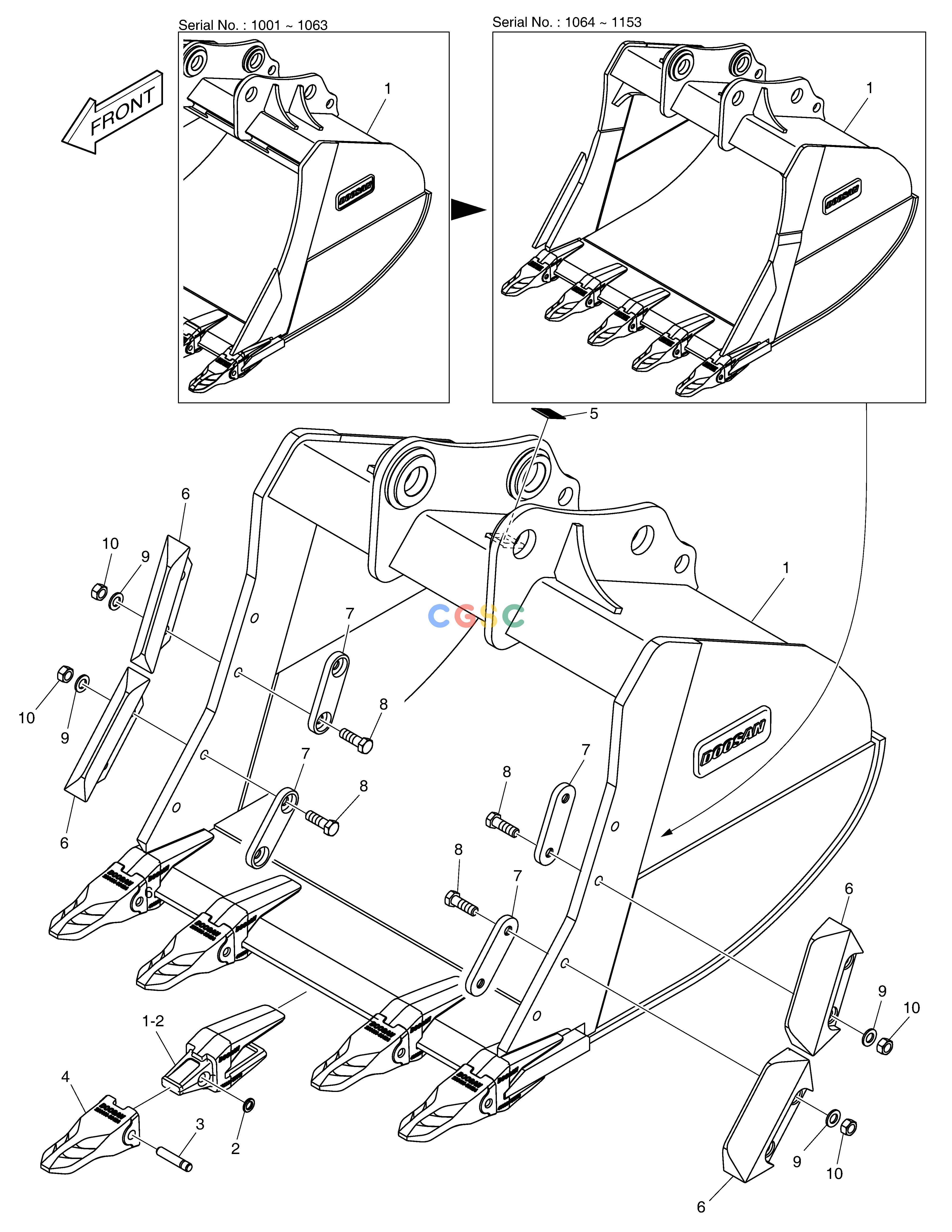 斗山零件查询BUCKET ASS´Y - 1.23m³ - S CLASS DX235LC-5 Doosan parts catalog online