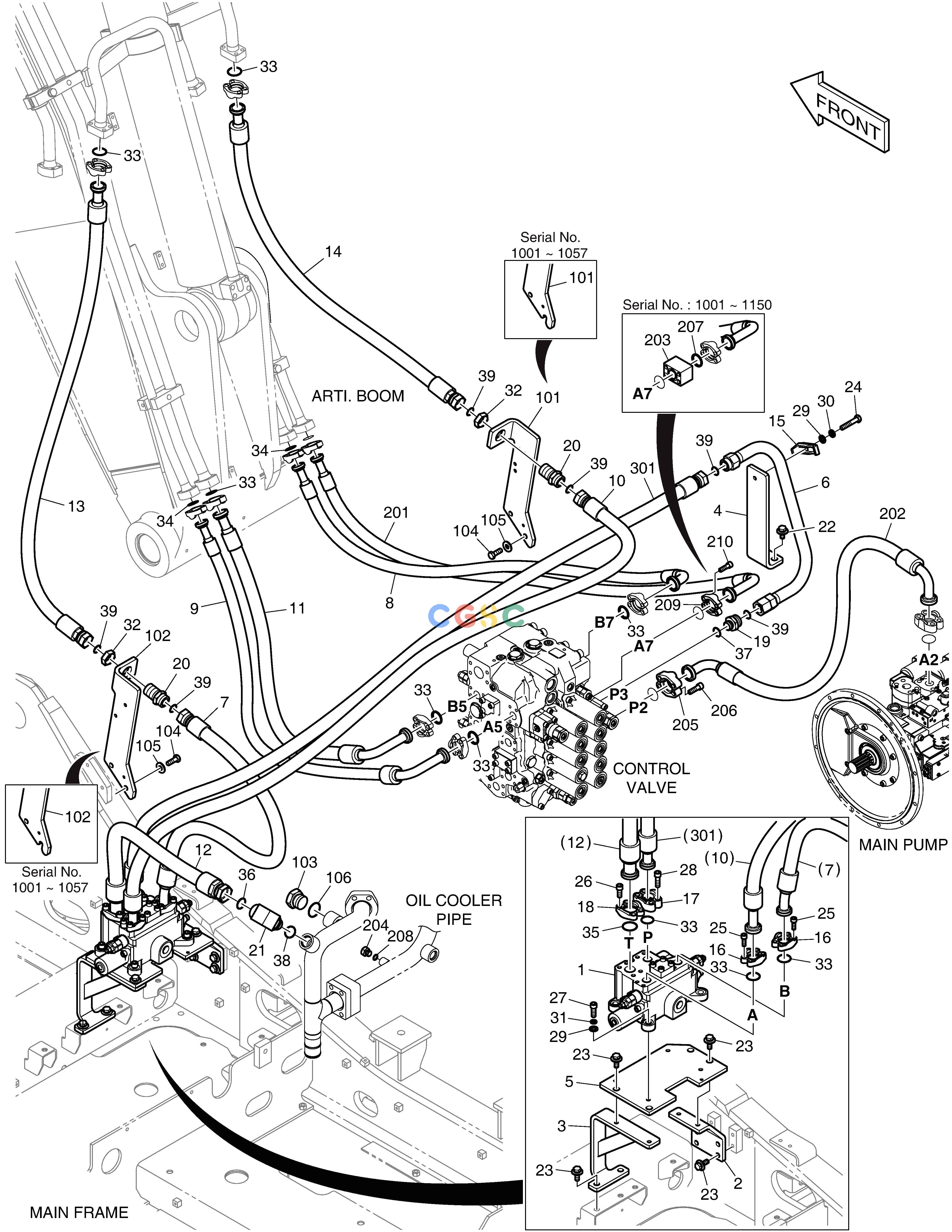 斗山零件查询MAIN PIPING - ARTI BOOM DX235LC-5 Doosan parts catalog online