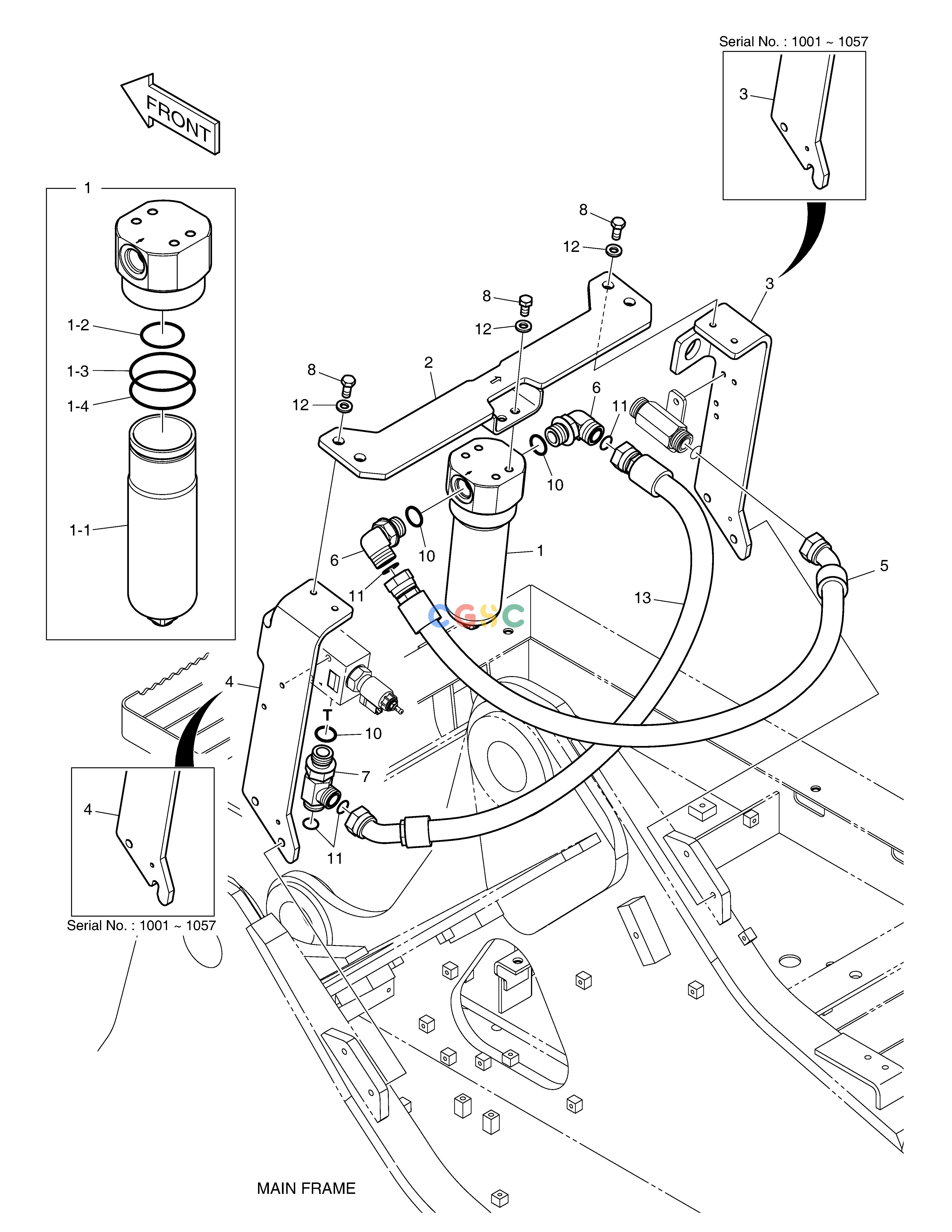 斗山零件查询ONE WAY PIPING - ARTI.BOOM(WITH FILTER) DX235LC-5 Doosan parts catalog online
