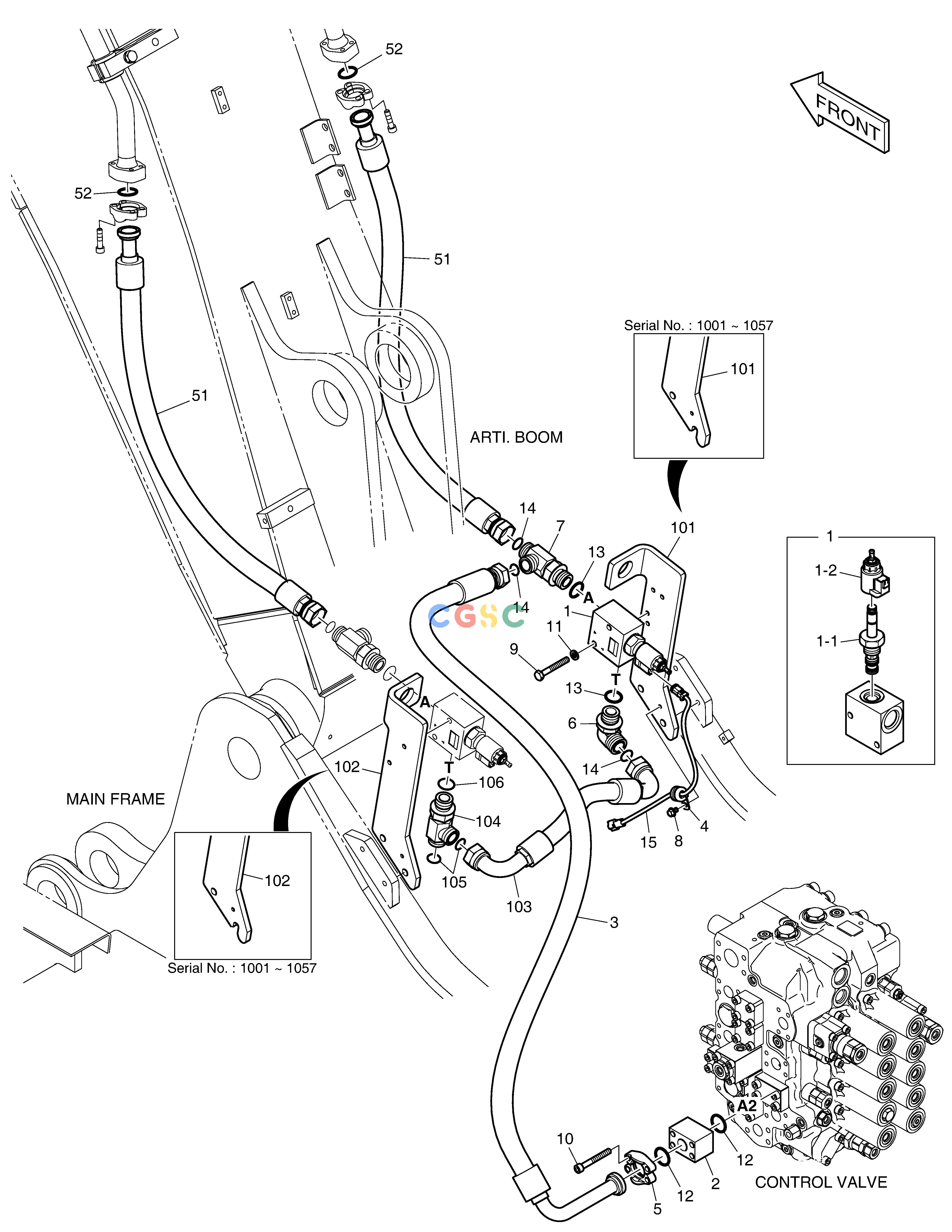 斗山零件查询TWO WAY PIPING - ARTI.BOOM DX235LC-5 Doosan parts catalog online