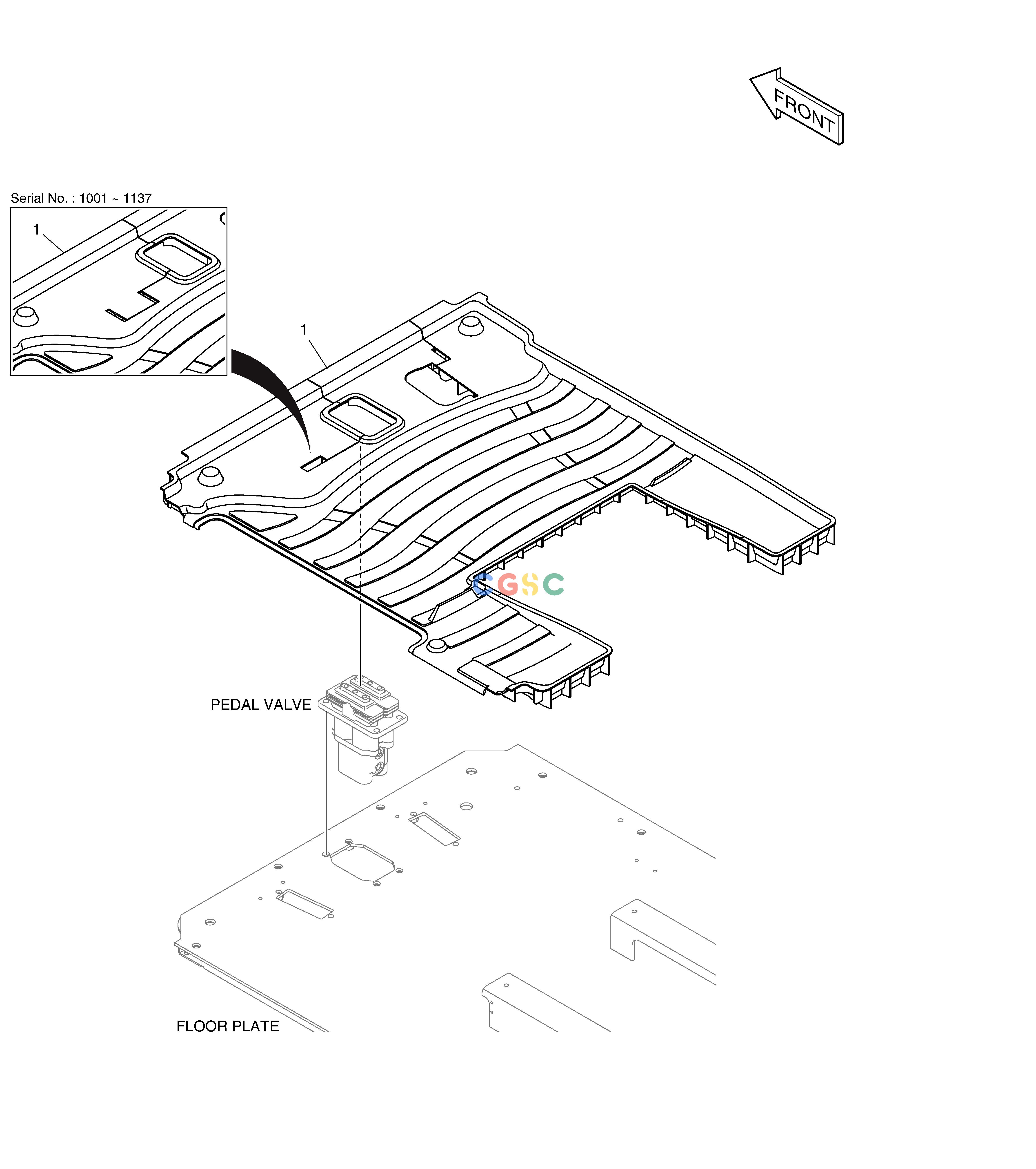 斗山零件查询FLOOR MAT - ONE PEDAL(R.H) DX235LC-5 Doosan parts catalog online