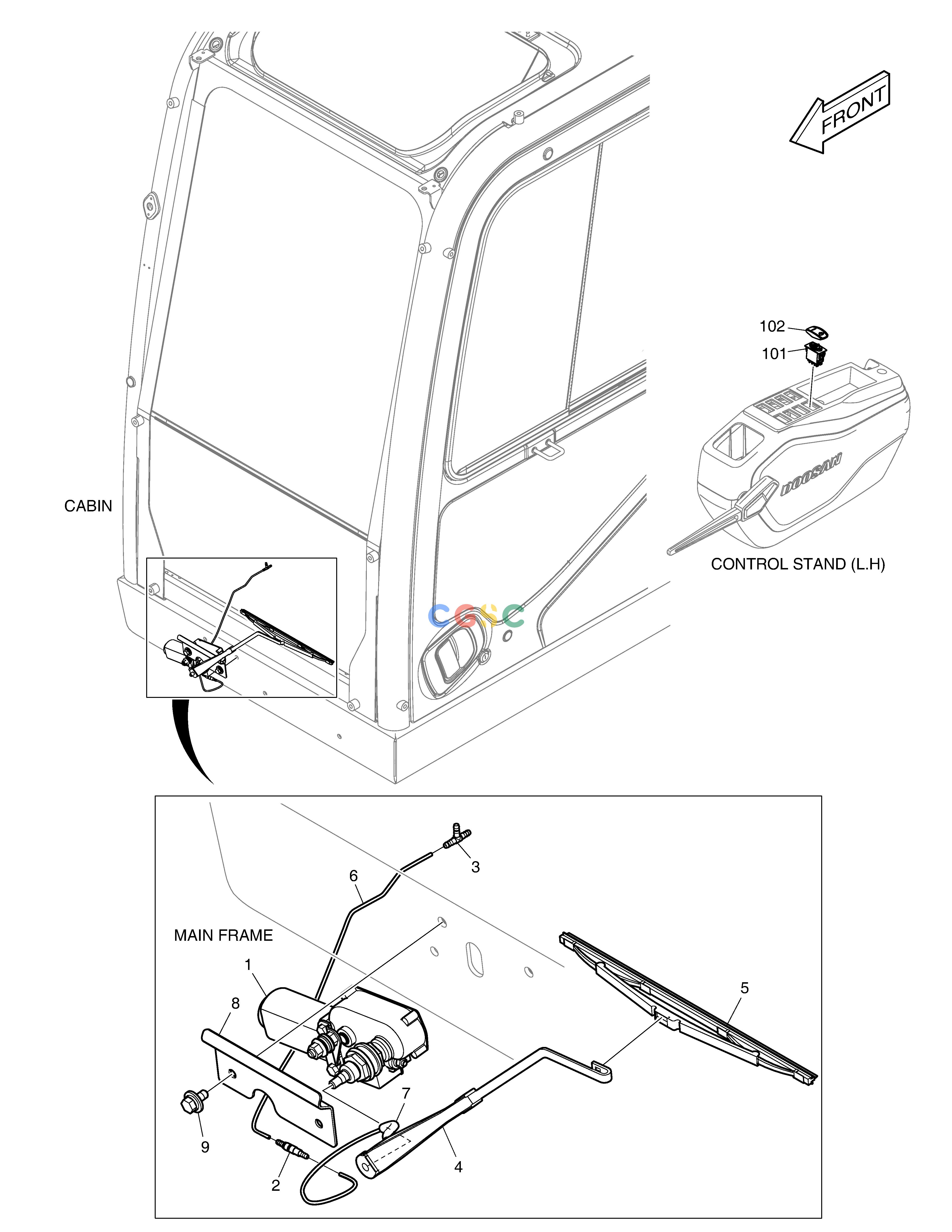 斗山零件查询LOWER WIPER DX235LC-5 Doosan parts catalog online