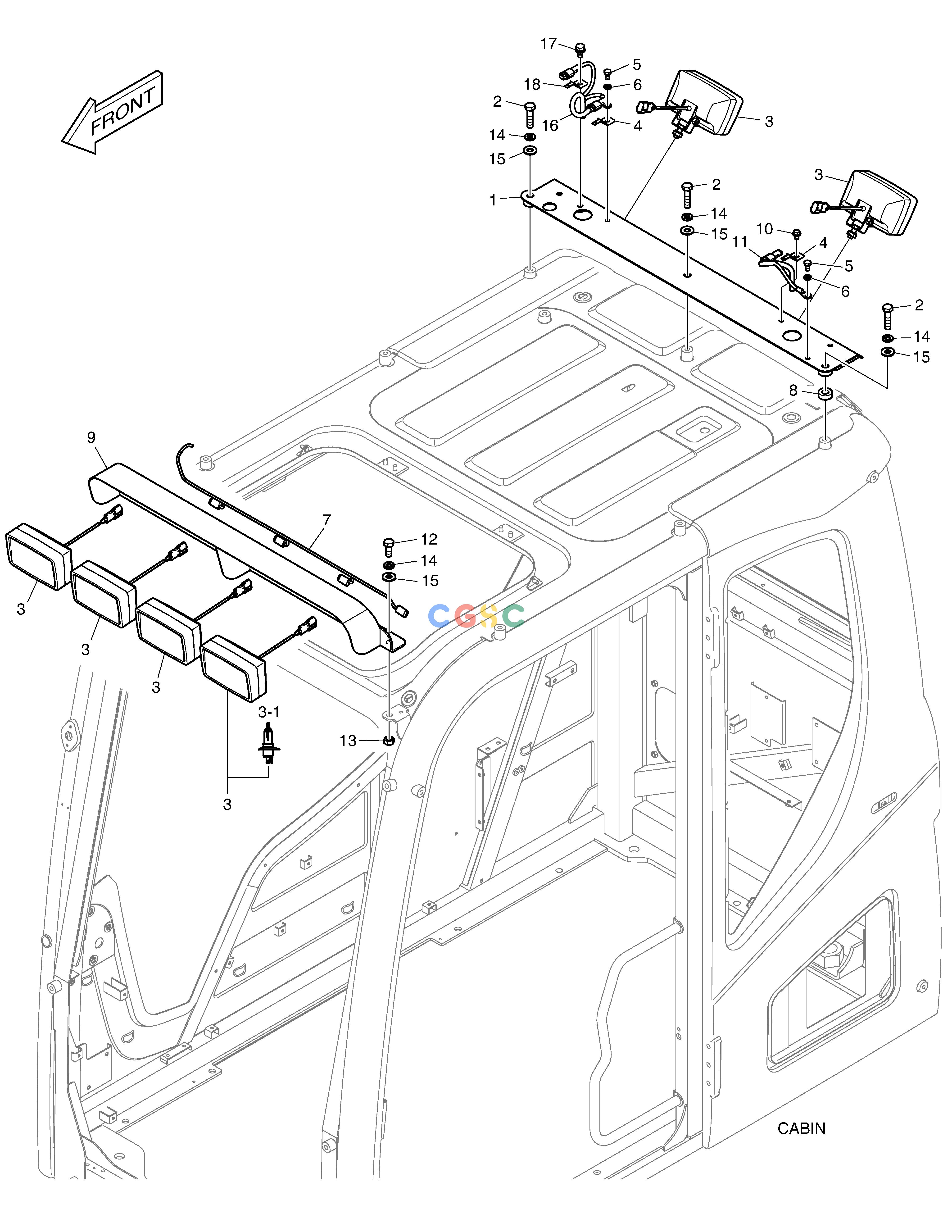 斗山零件查询WORKING LAMP - 6 LAMP DX235LC-5 Doosan parts catalog online