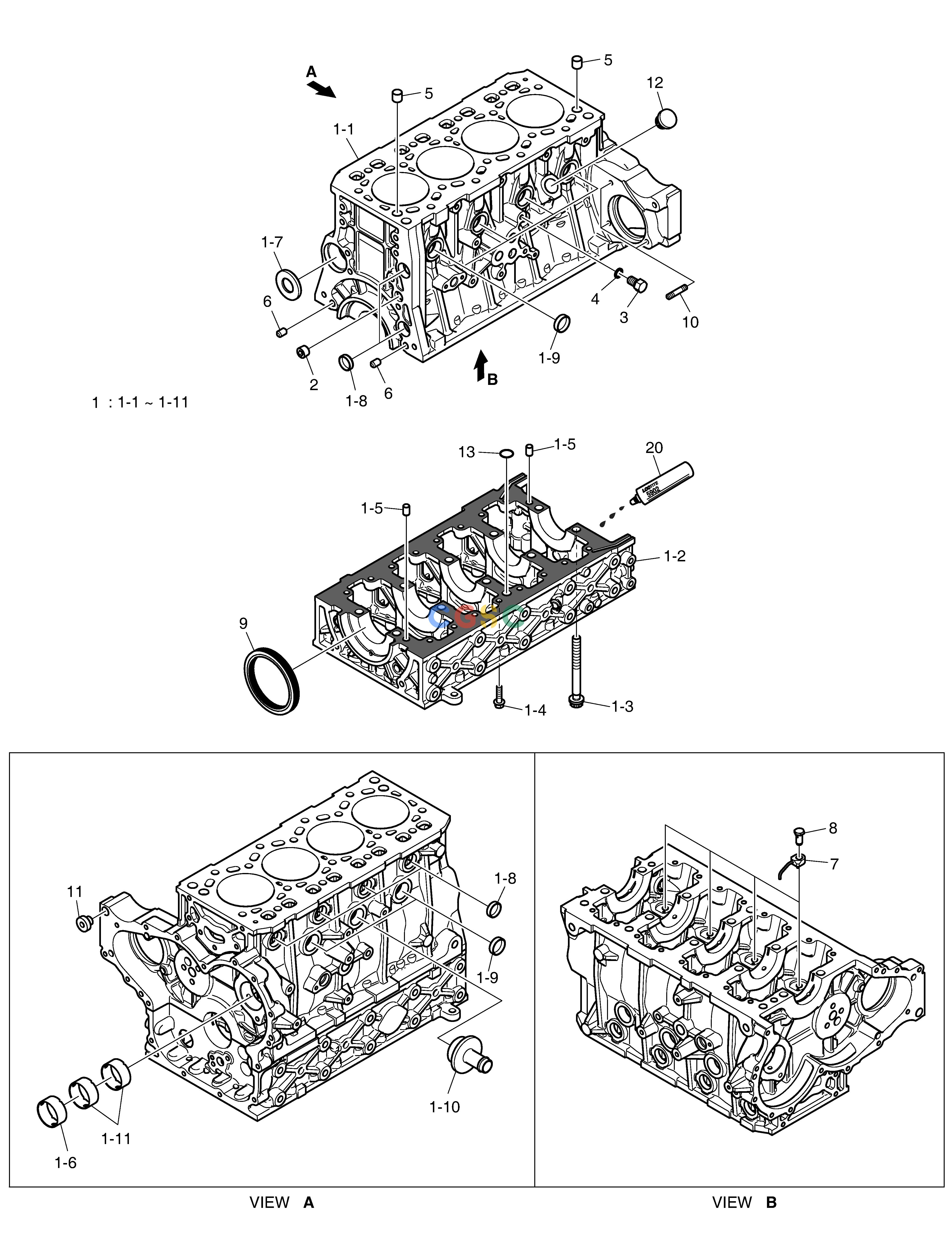 斗山零件查询CYLINDER BLOCK E57W Doosan parts catalog online