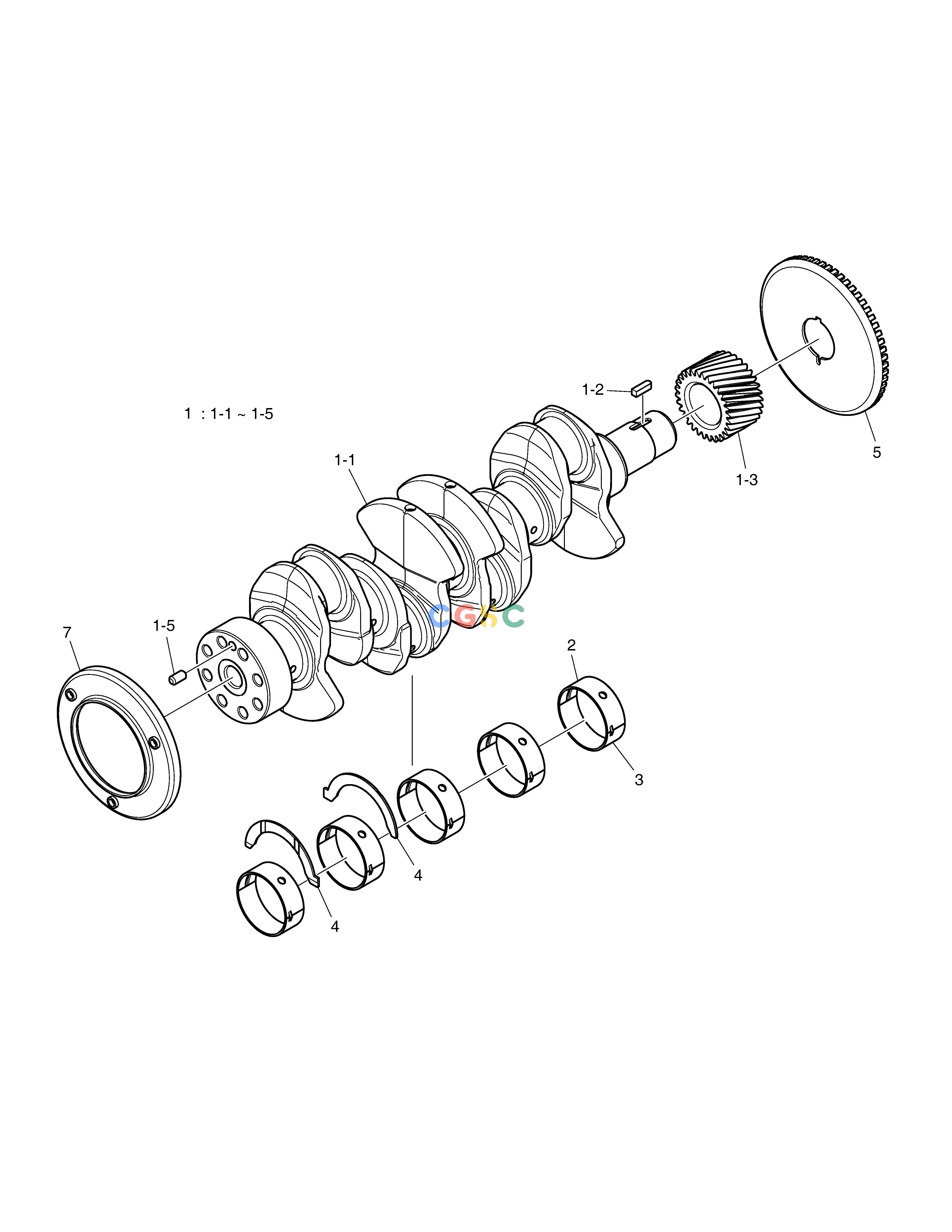 斗山零件查询CRANKSHAFT E57W Doosan parts catalog online