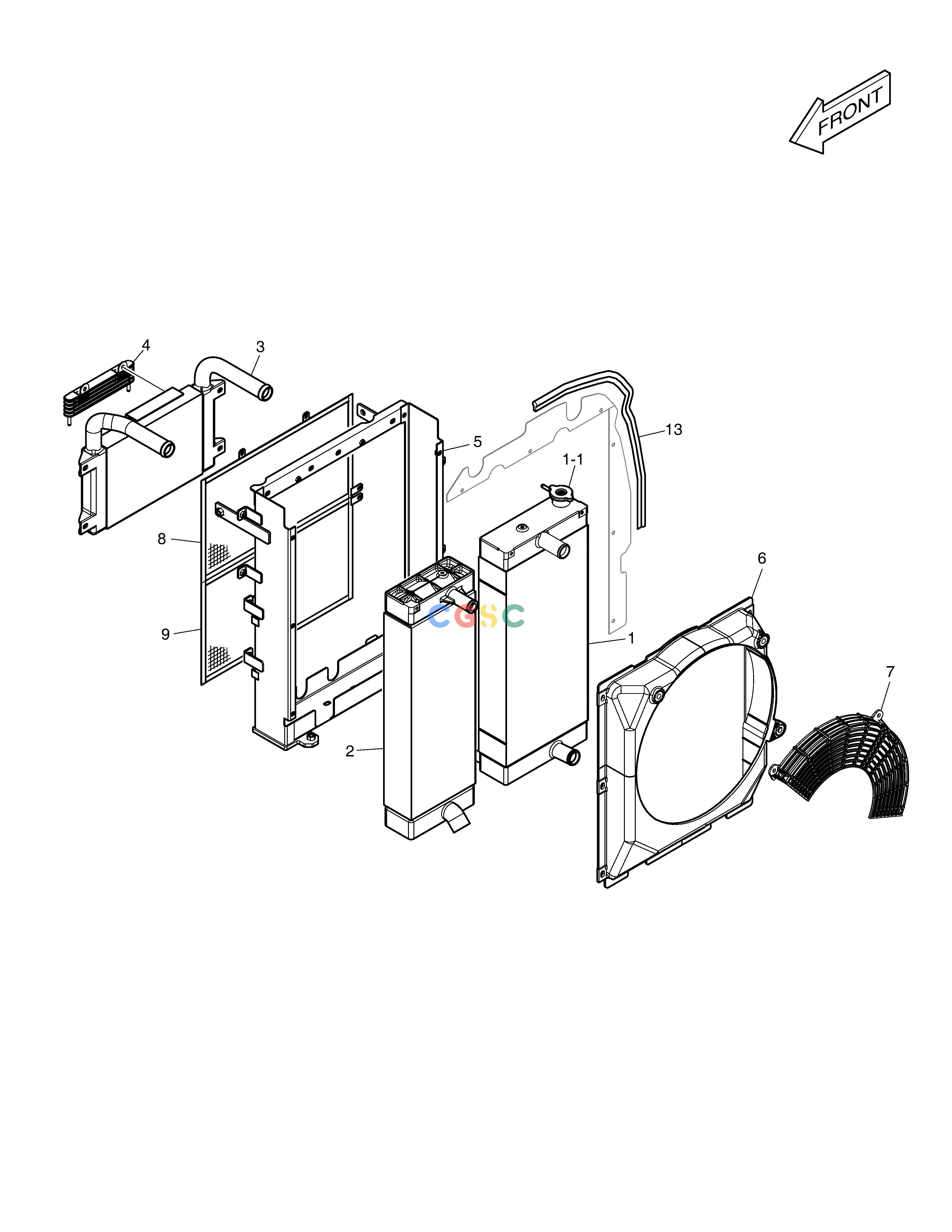斗山零件查询RADIATOR E57W Doosan parts catalog online