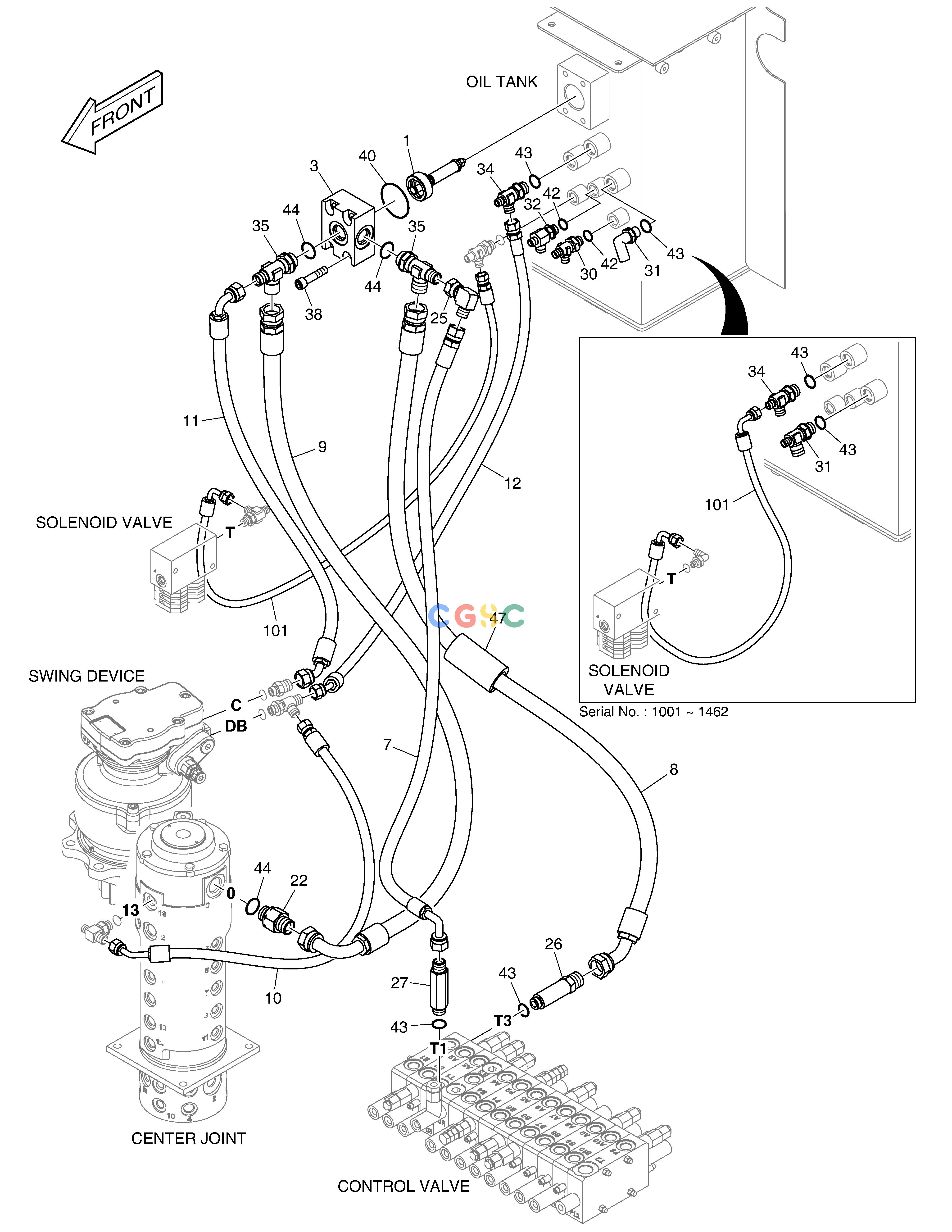 斗山零件查询OIL COOLER PIPING(1) E57W Doosan parts catalog online
