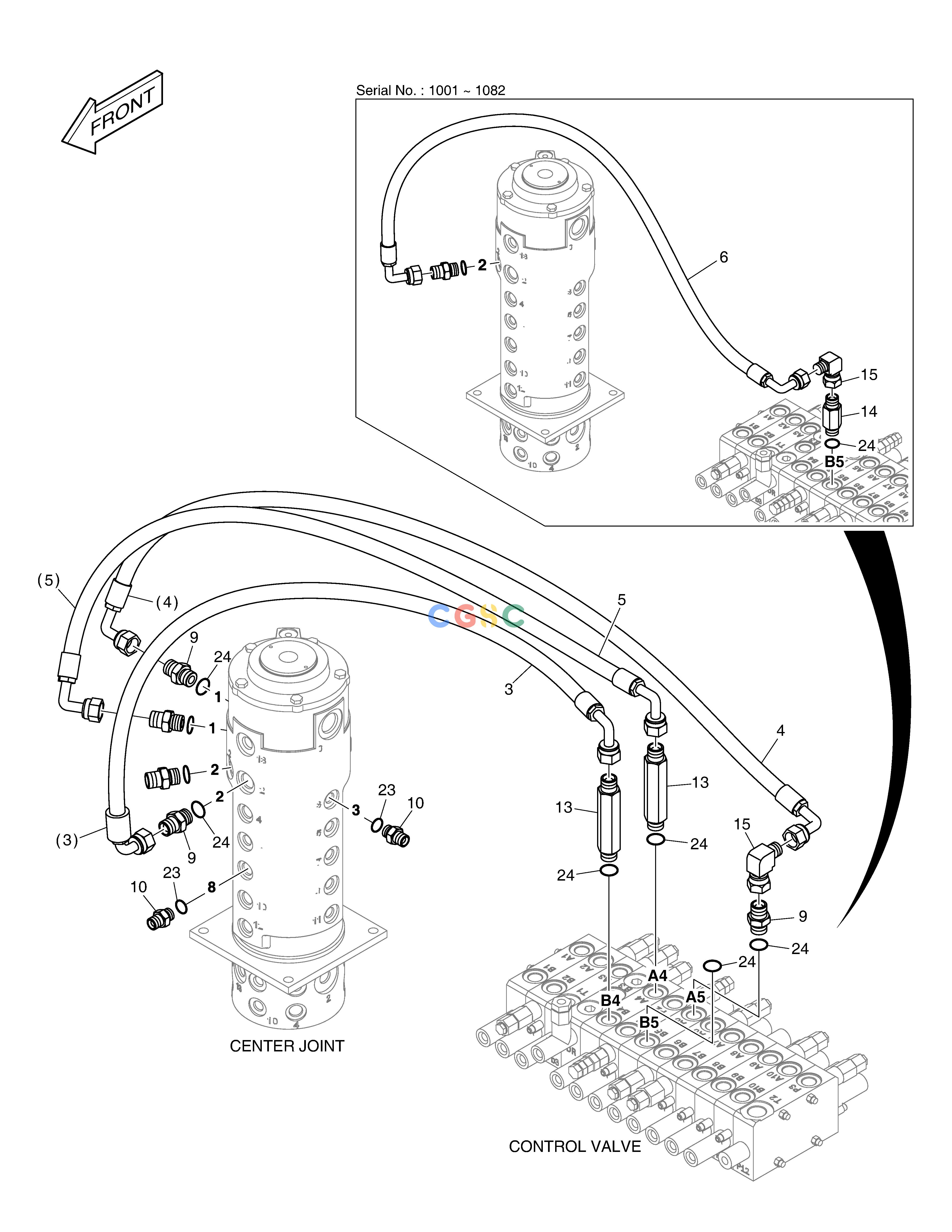 斗山零件查询MAIN PIPING(2) - CENTER JOINT E57W Doosan parts catalog online