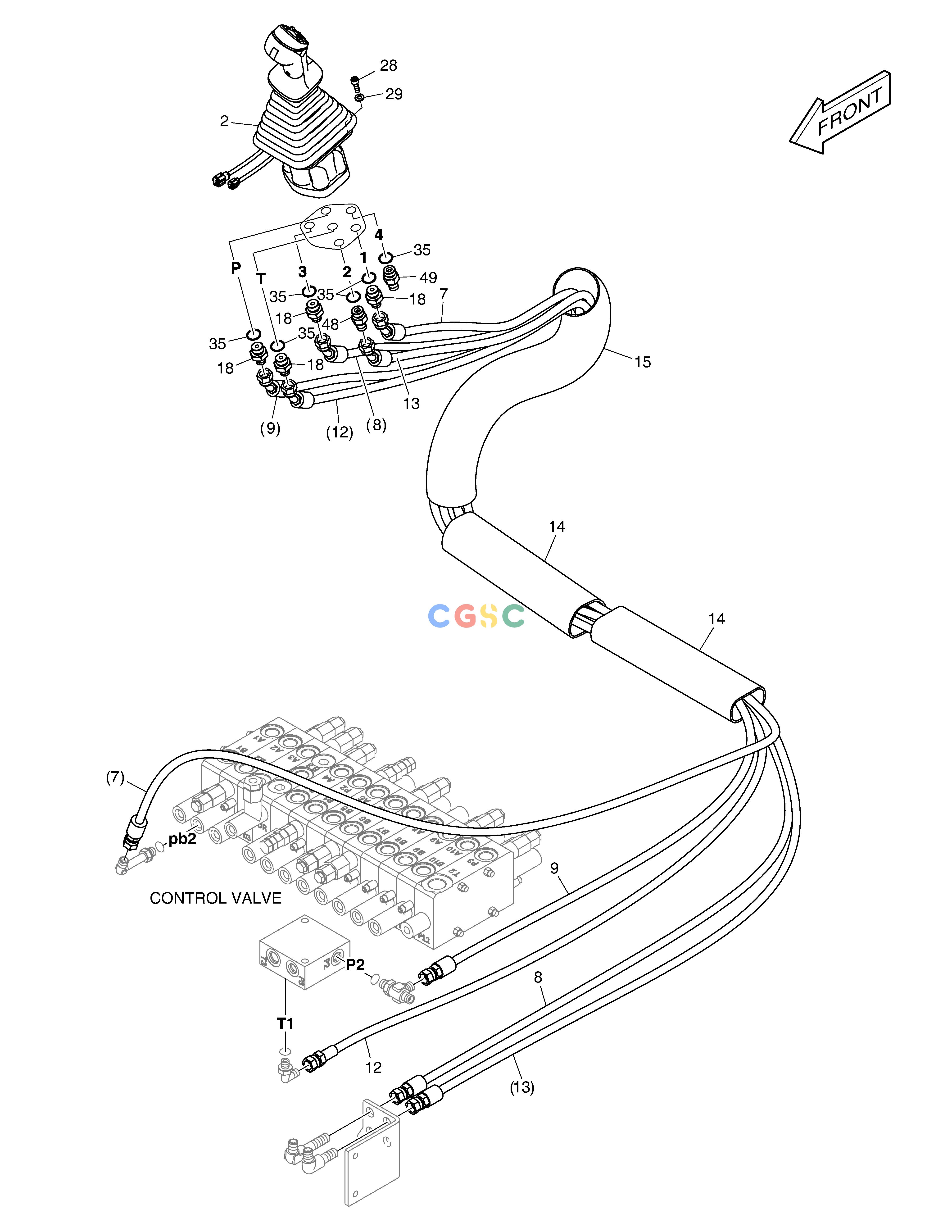 斗山零件查询PILOT PIPING(5) - JOYSTICK(R.H) E57W Doosan parts catalog online