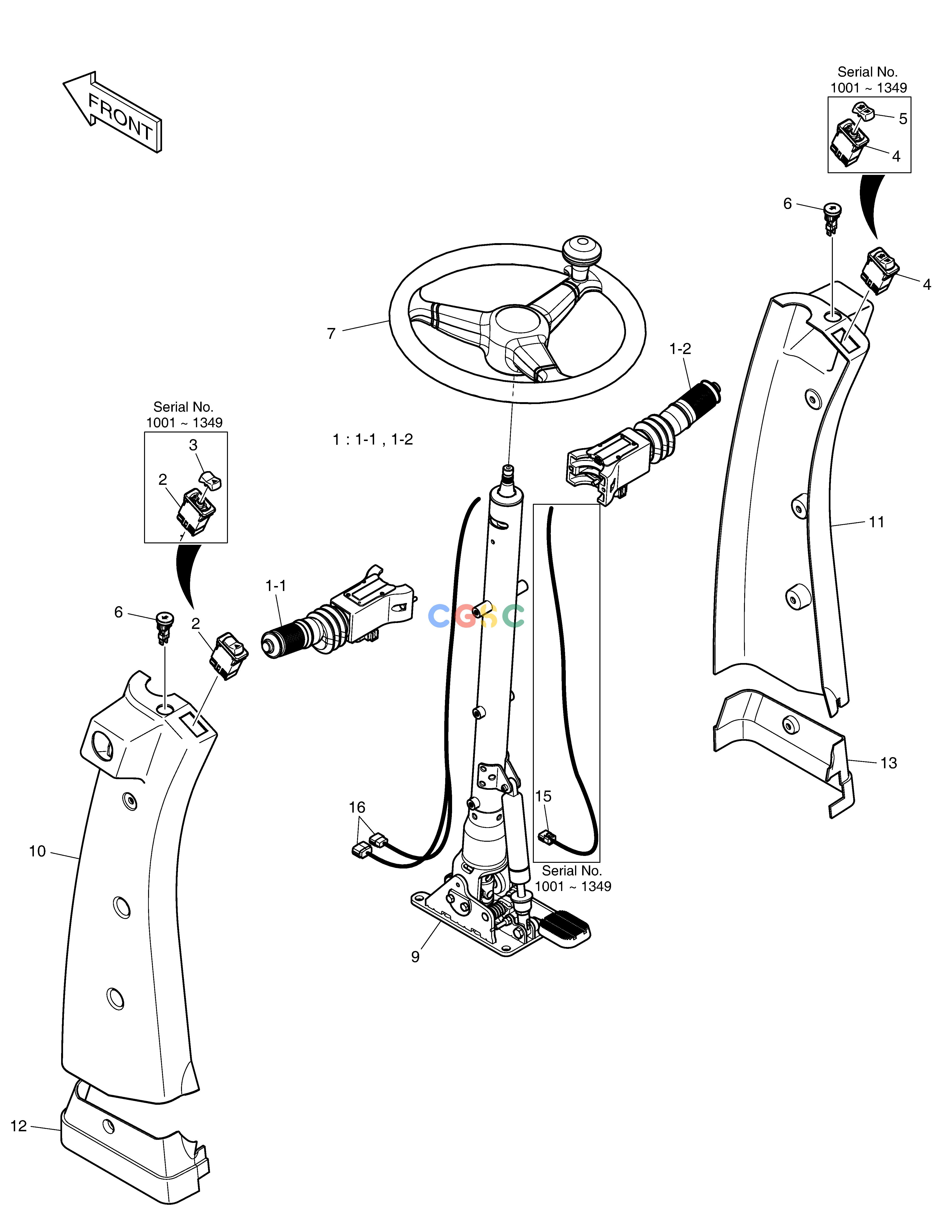 斗山零件查询STEERING COLUMN ASS'Y E57W Doosan parts catalog online