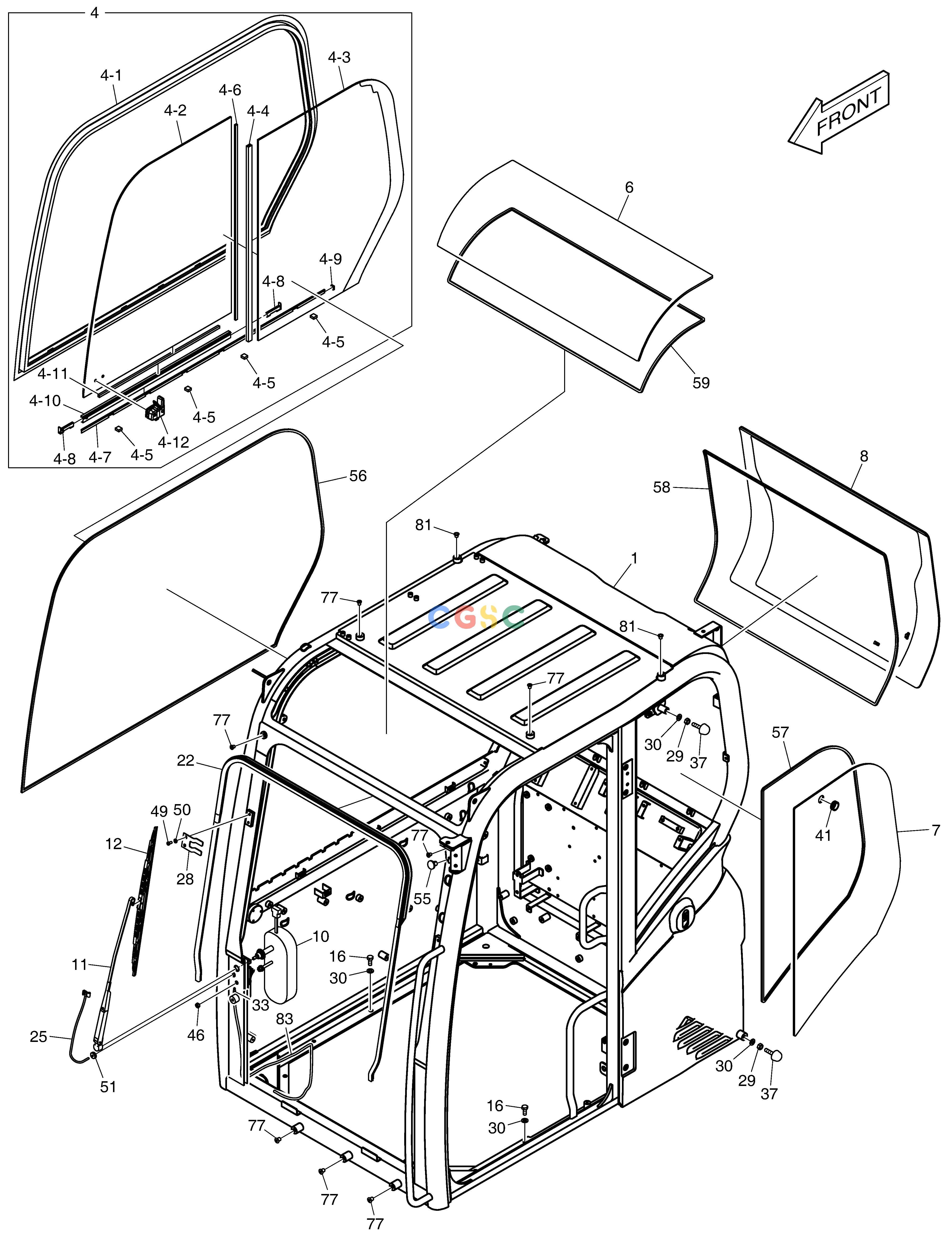 斗山零件查询CABIN(1) - GLASS E57W Doosan parts catalog online