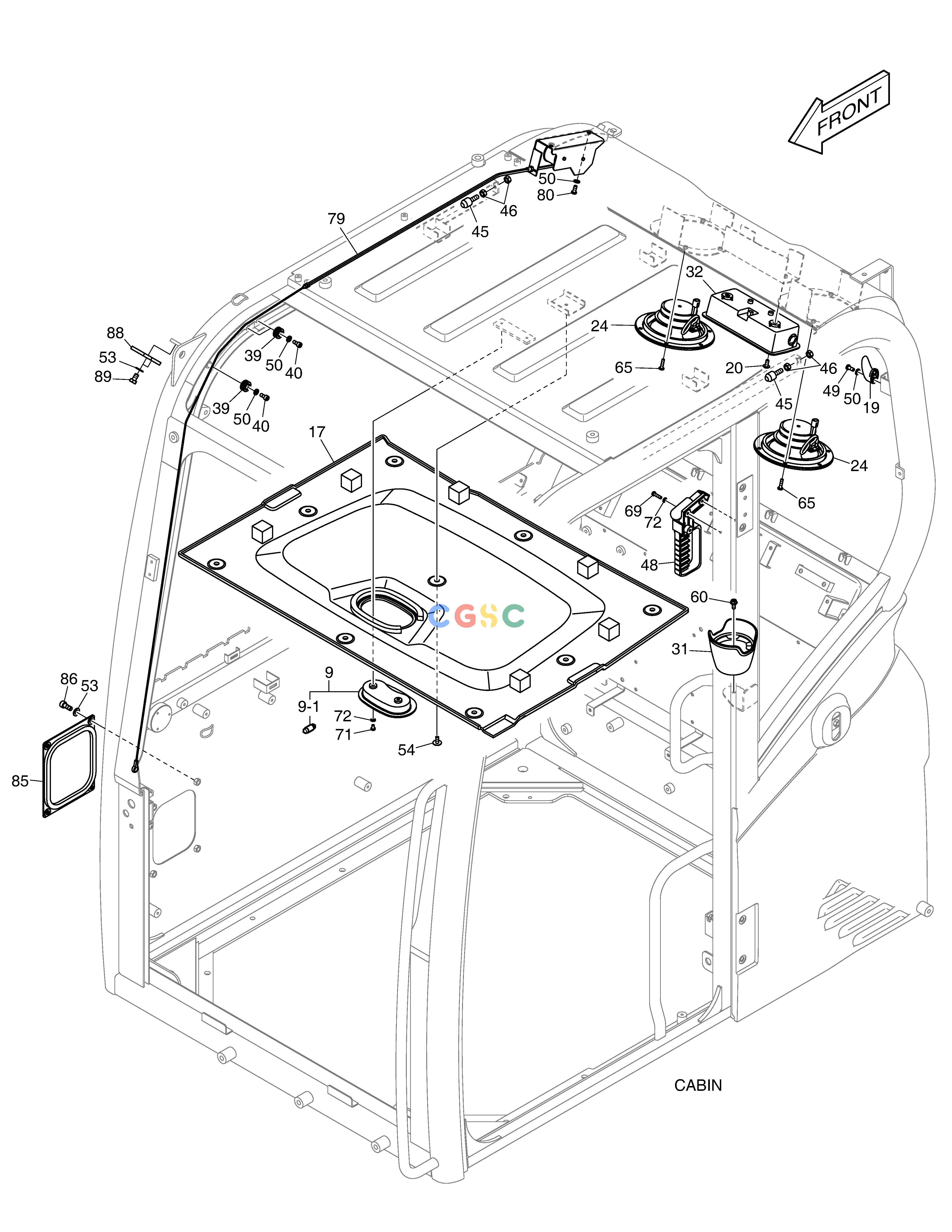斗山零件查询CABIN(3) - ROOF E57W Doosan parts catalog online