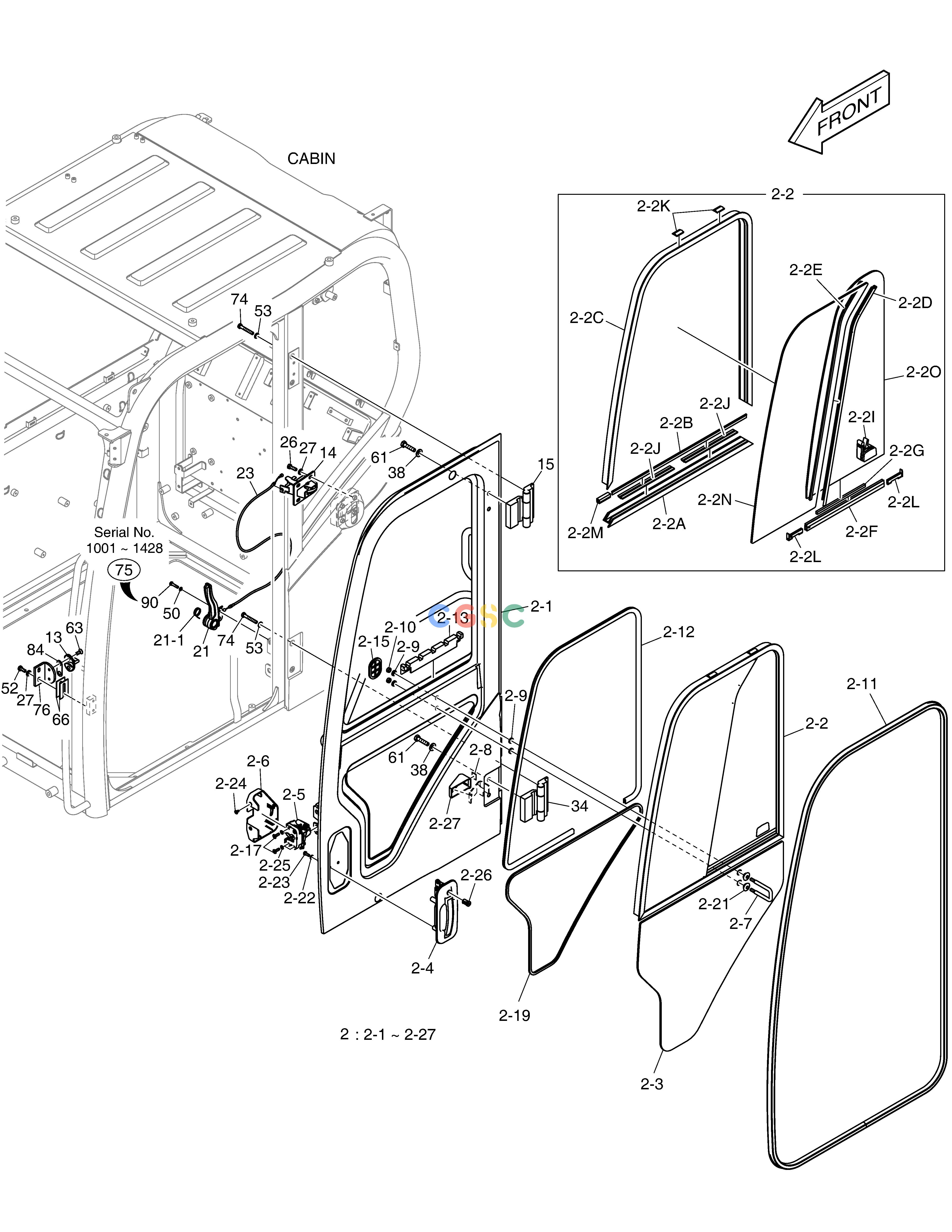 斗山零件查询CABIN(4) - SIDE DOOR E57W Doosan parts catalog online