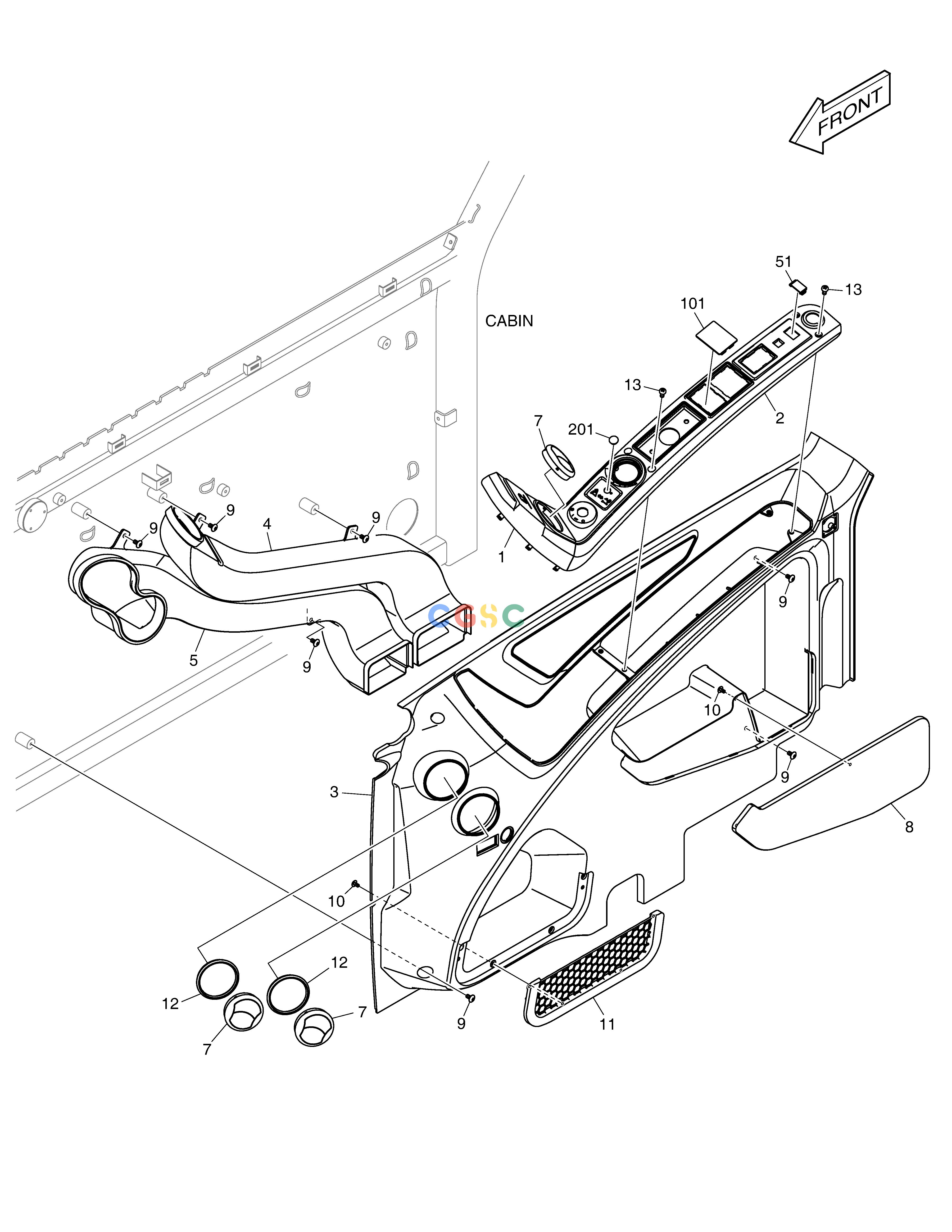 斗山零件查询SIDE COVER - DUCT E57W Doosan parts catalog online