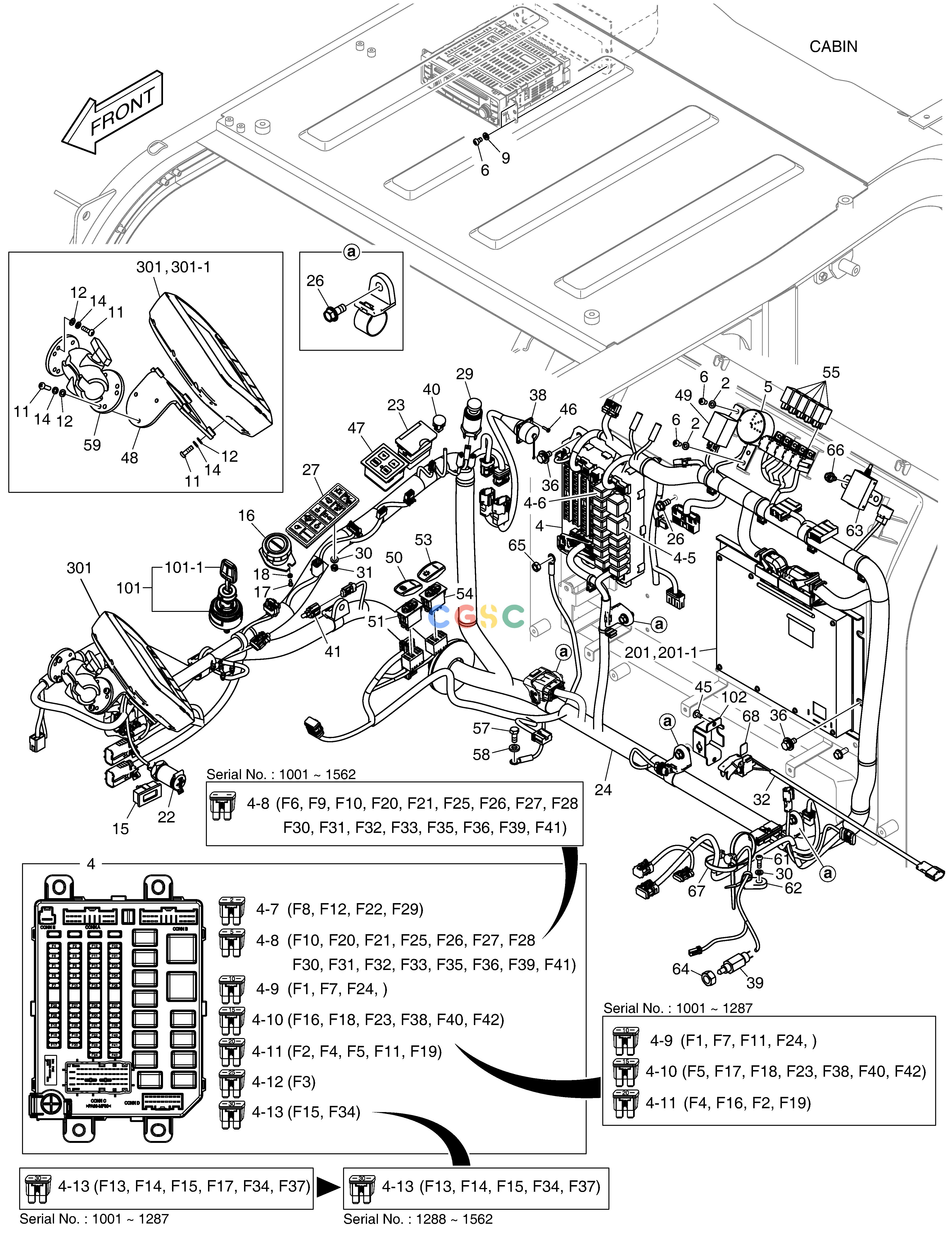 斗山零件查询ELECTRIC PARTS - CABIN E57W Doosan parts catalog online