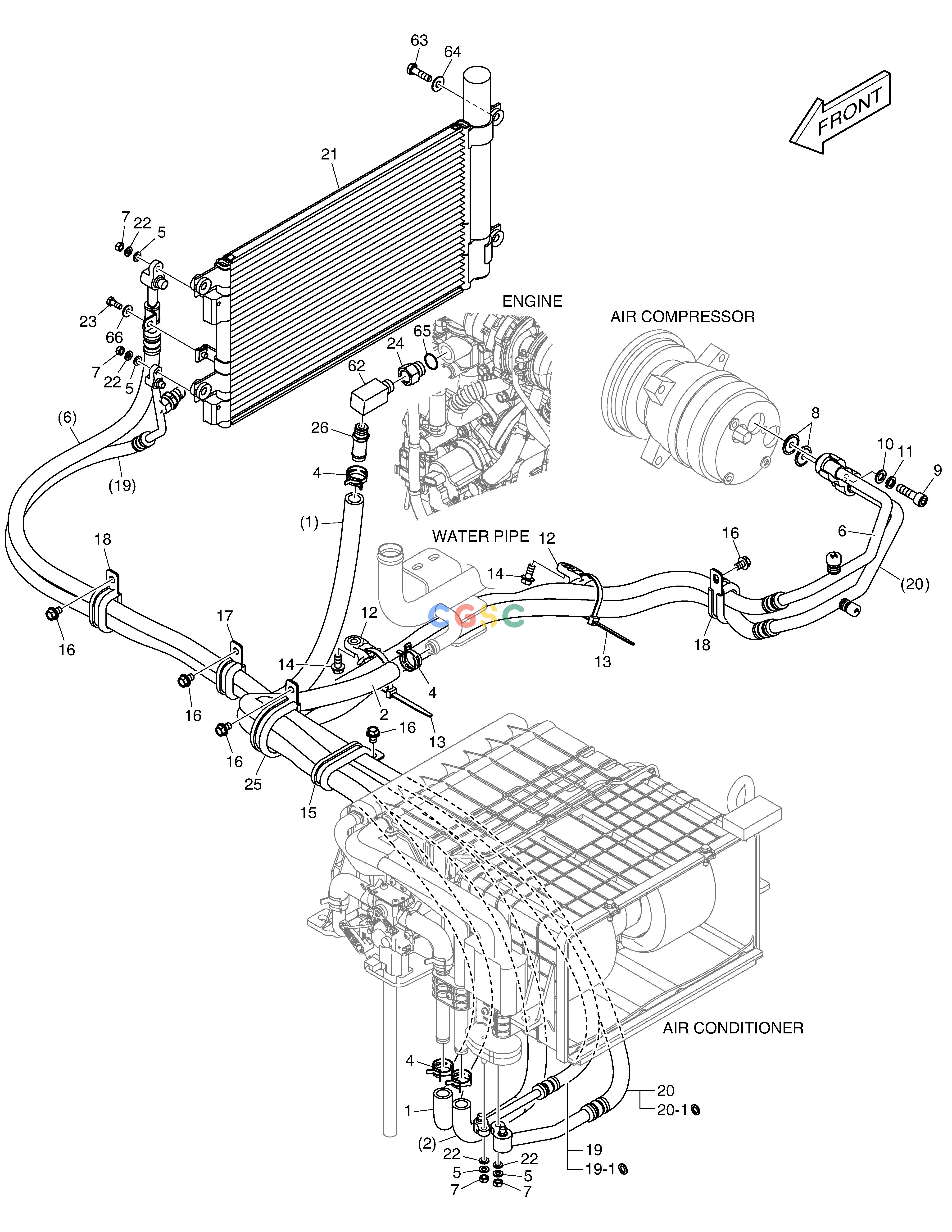 斗山零件查询AIR CONDITIONER - CHASSIS E57W Doosan parts catalog online