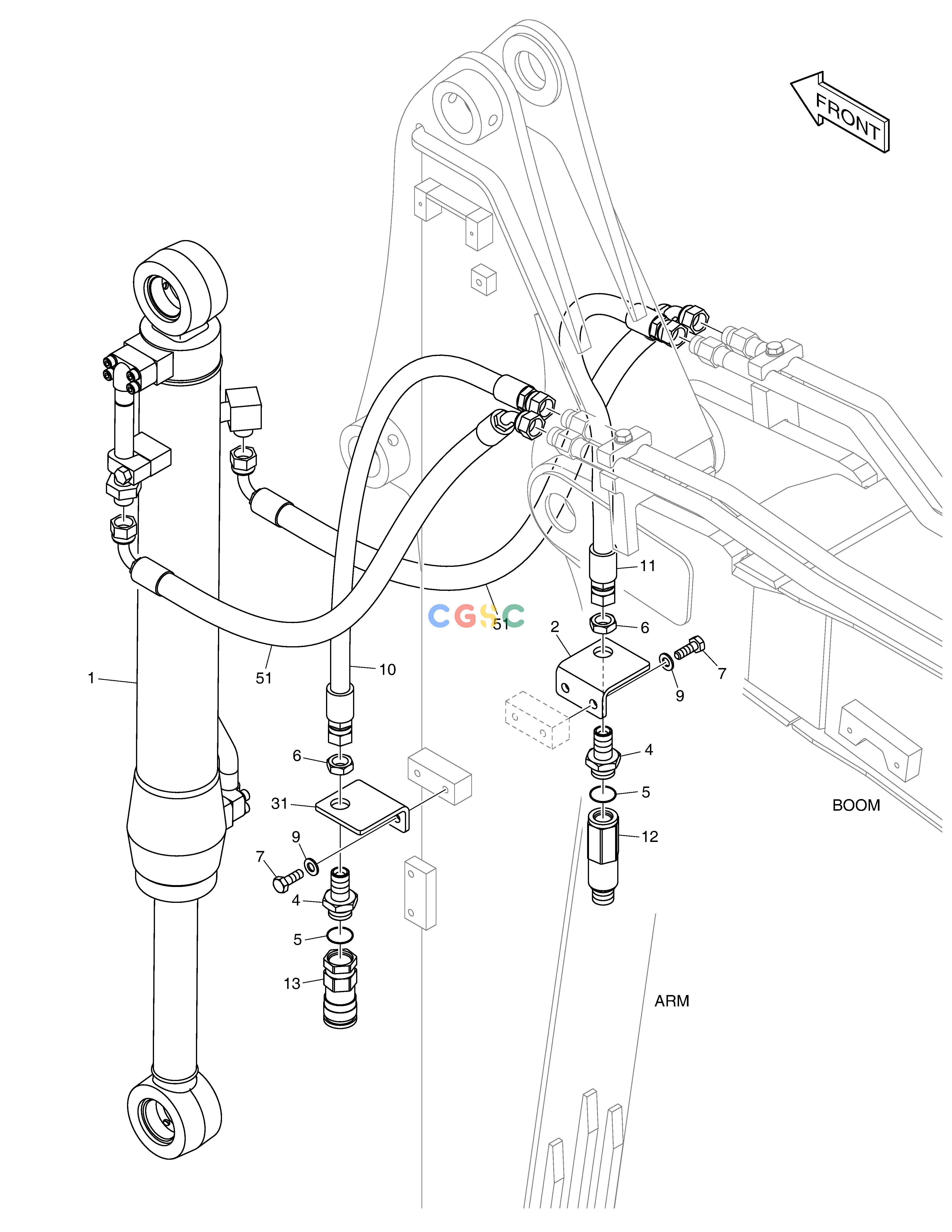 斗山零件查询ARM PIPING - ARM 1.6m E57W Doosan parts catalog online