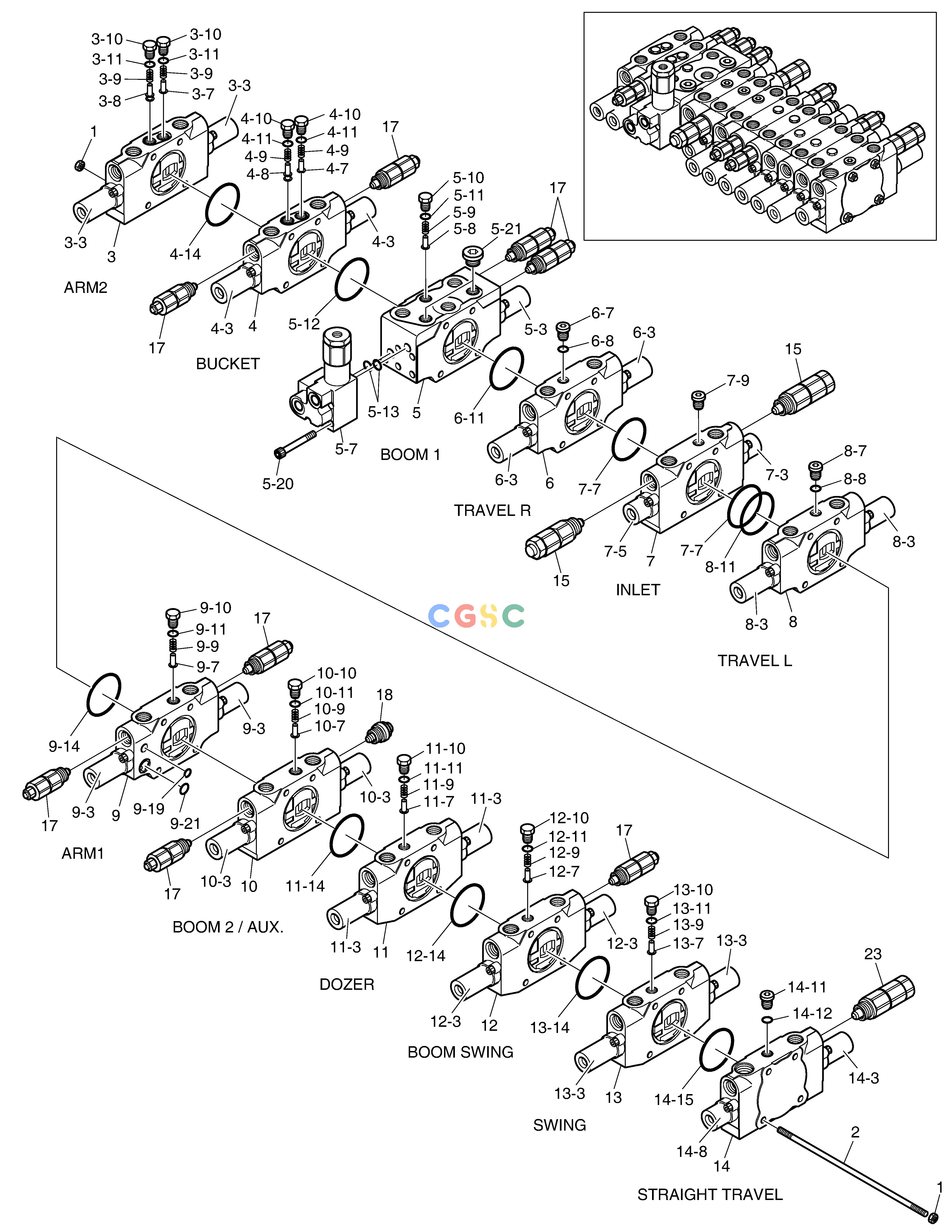 斗山零件查询CONTROL VALVE - BOOM SWING E57W Doosan parts catalog online