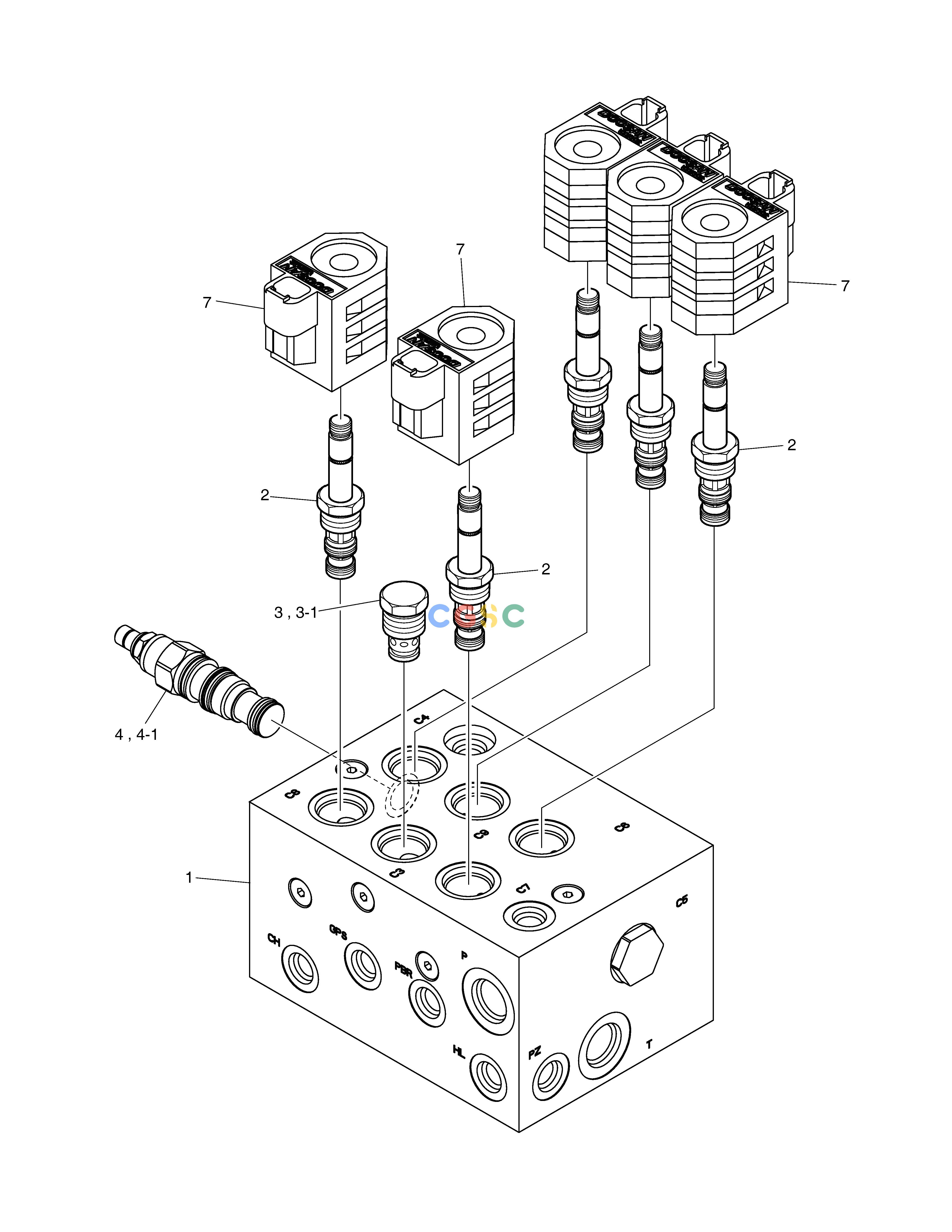 斗山零件查询SOLENOID VALVE - 5 SOL E57W Doosan parts catalog online
