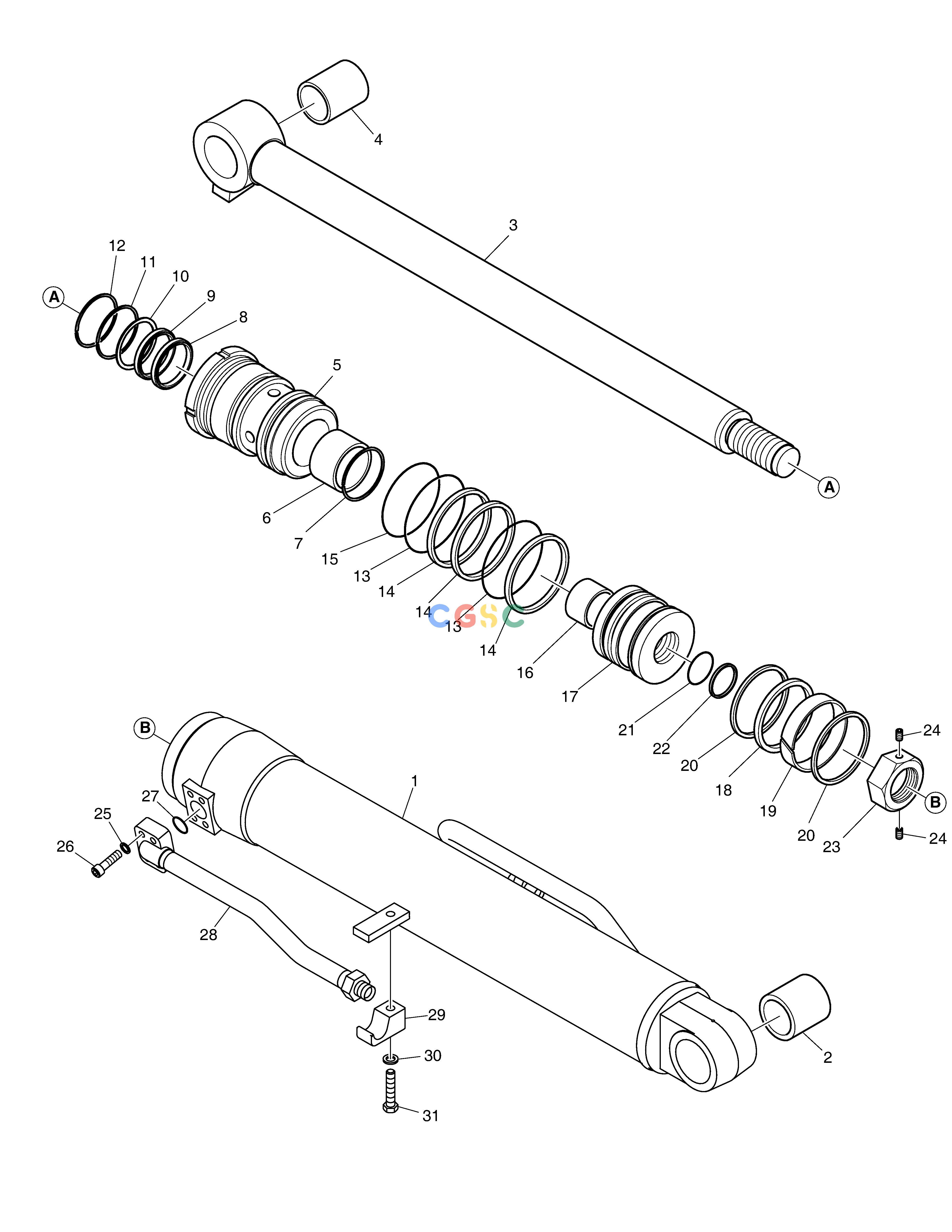 斗山零件查询BOOM CYLINDER - WITH COVER(LOCK V/V) E57W Doosan parts catalog online