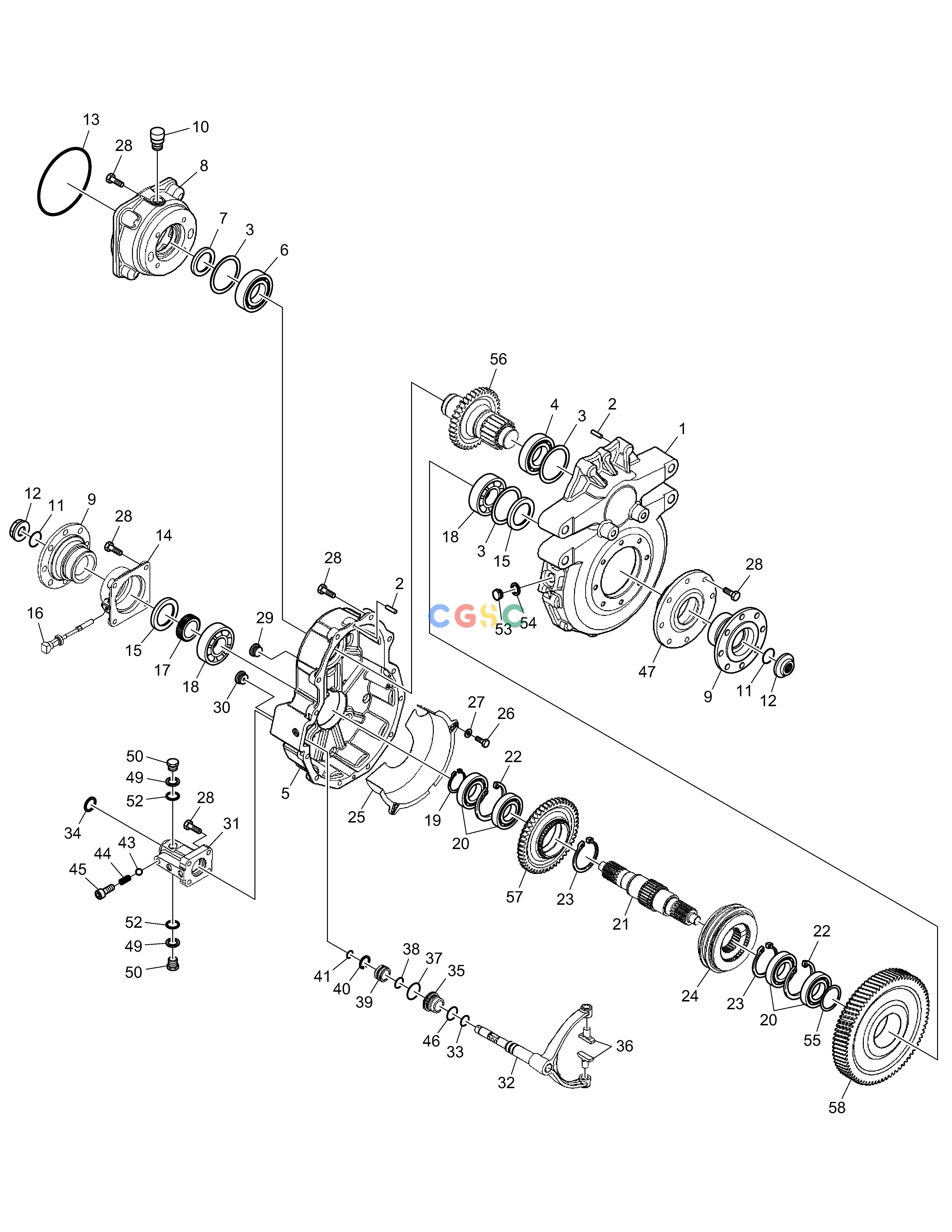 斗山零件查询TRANSMISSION E57W Doosan parts catalog online