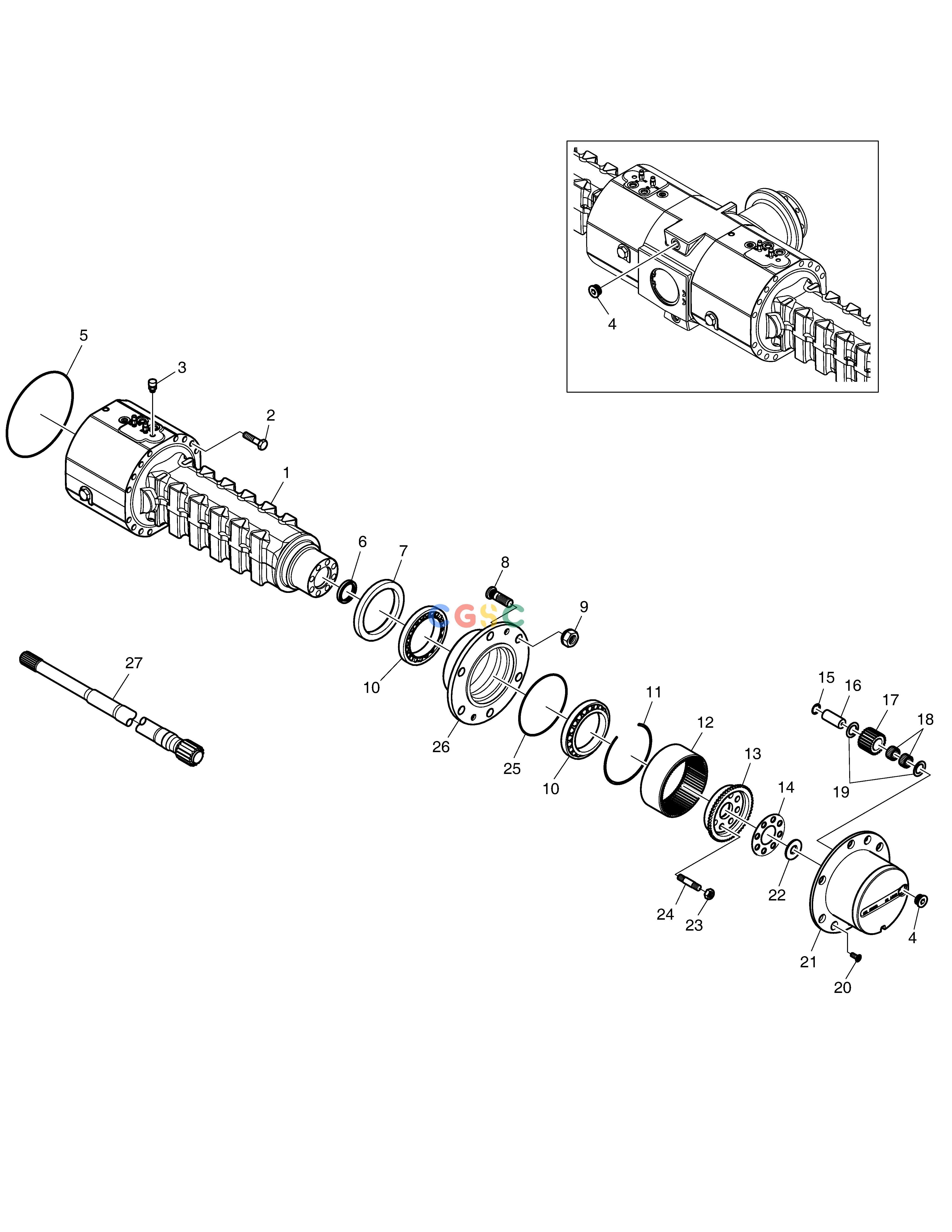 斗山零件查询REAR AXLE(3) E57W Doosan parts catalog online