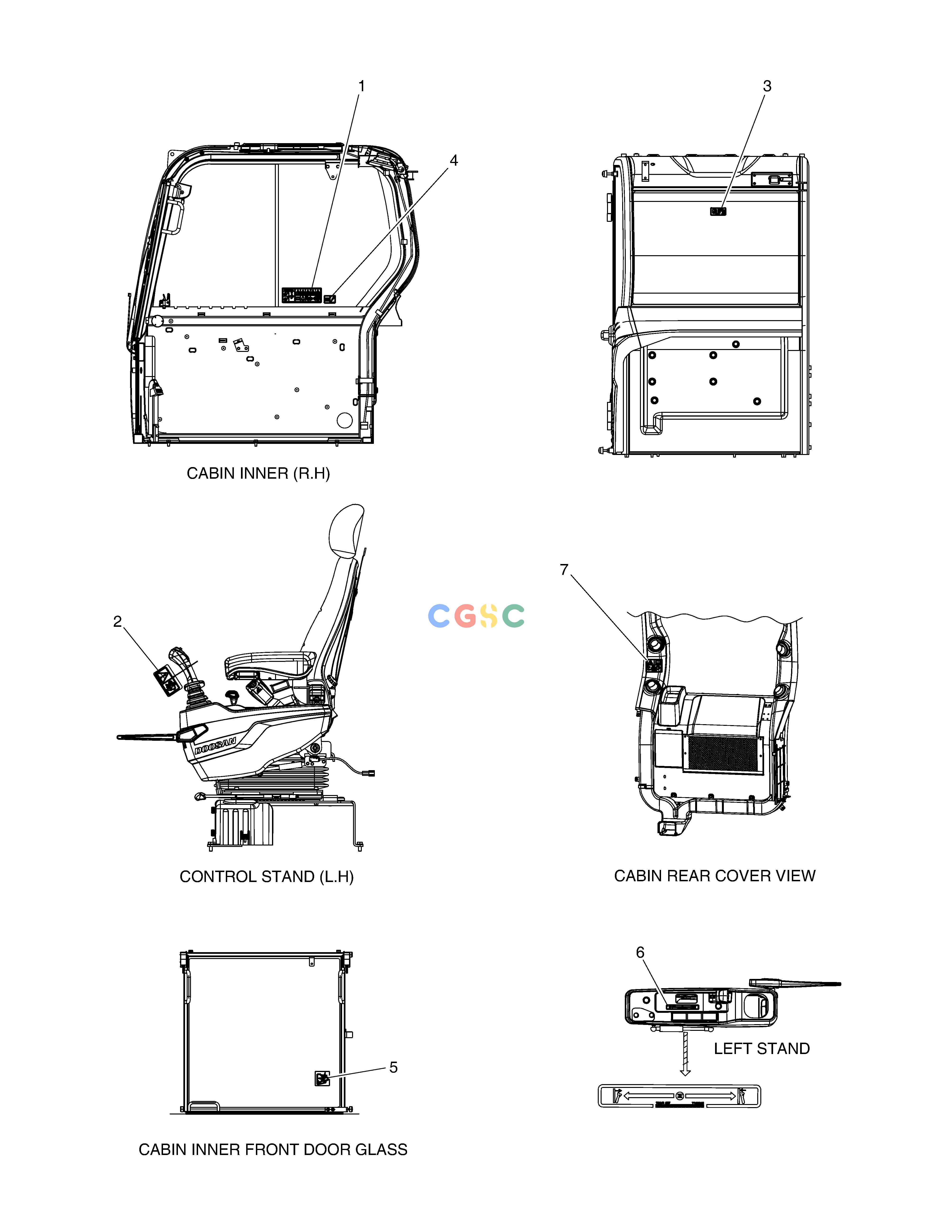 斗山零件查询DECAL - CABIN E57W Doosan parts catalog online