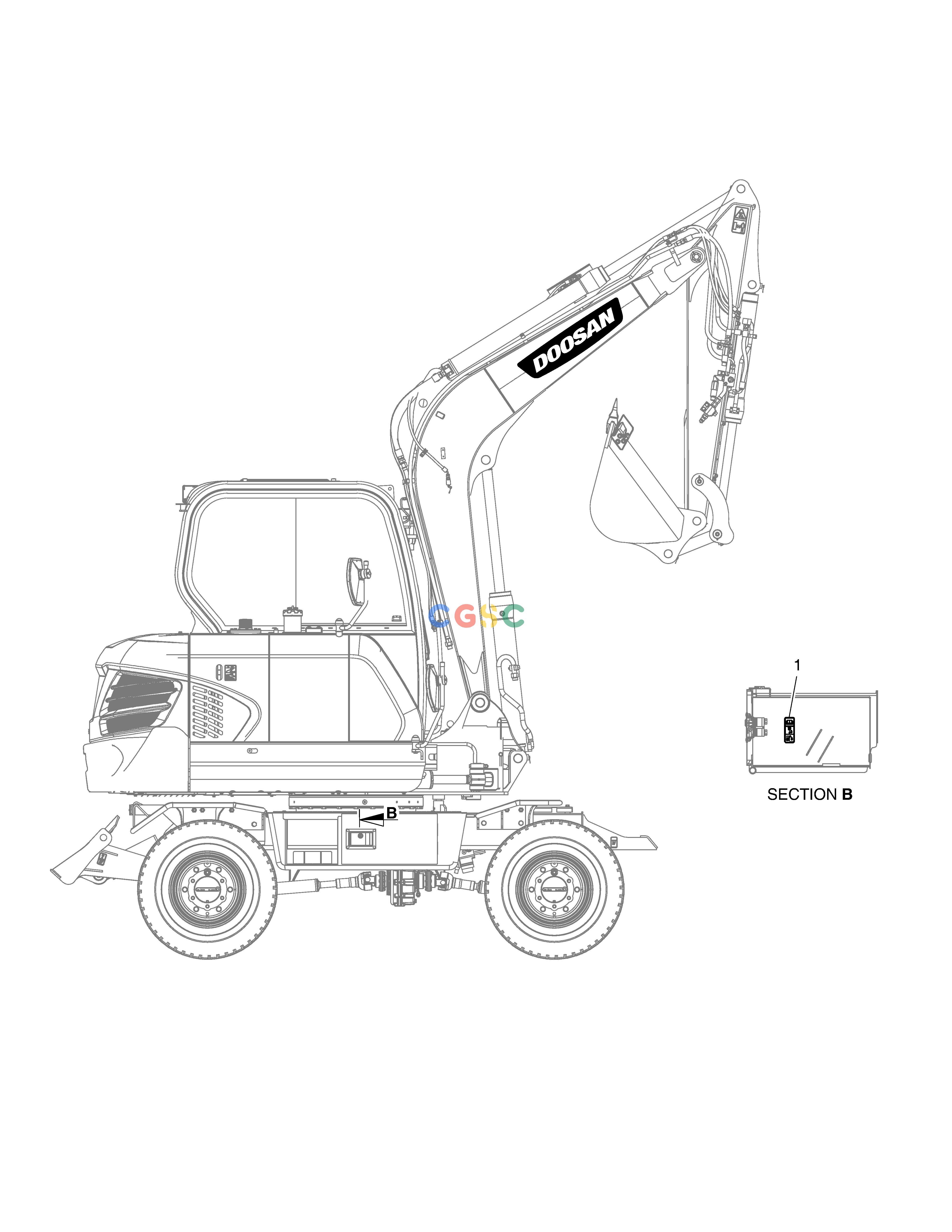 斗山零件查询DECAL - B/S LOCK PIN E57W Doosan parts catalog online