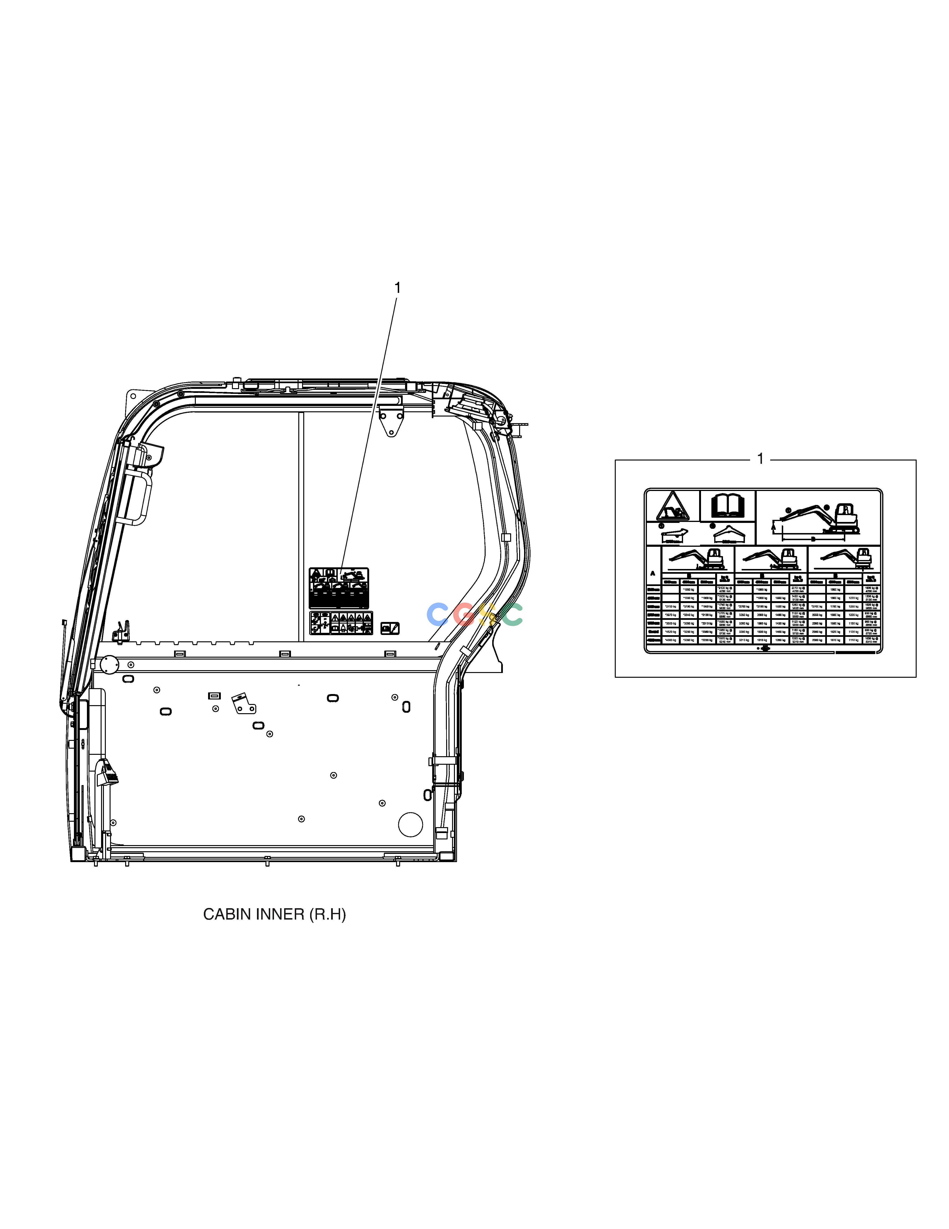 斗山零件查询DECAL - LIFTING CAPA - ARM 1.6M(DOUBLE TIRE) E57W Doosan parts catalog online