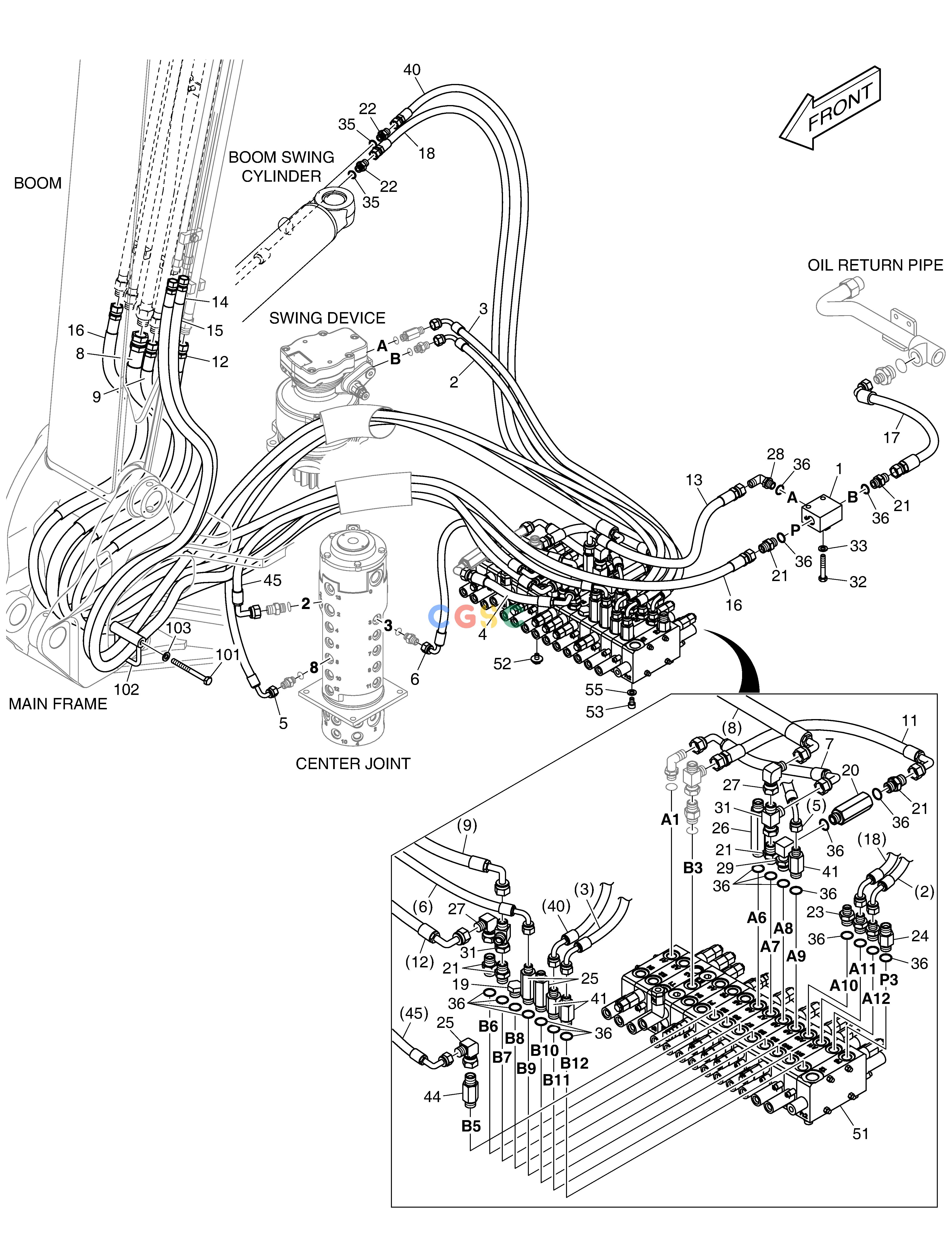 斗山零件查询MAIN PIPING - TWO WAY + ROTATING E57W Doosan parts catalog online
