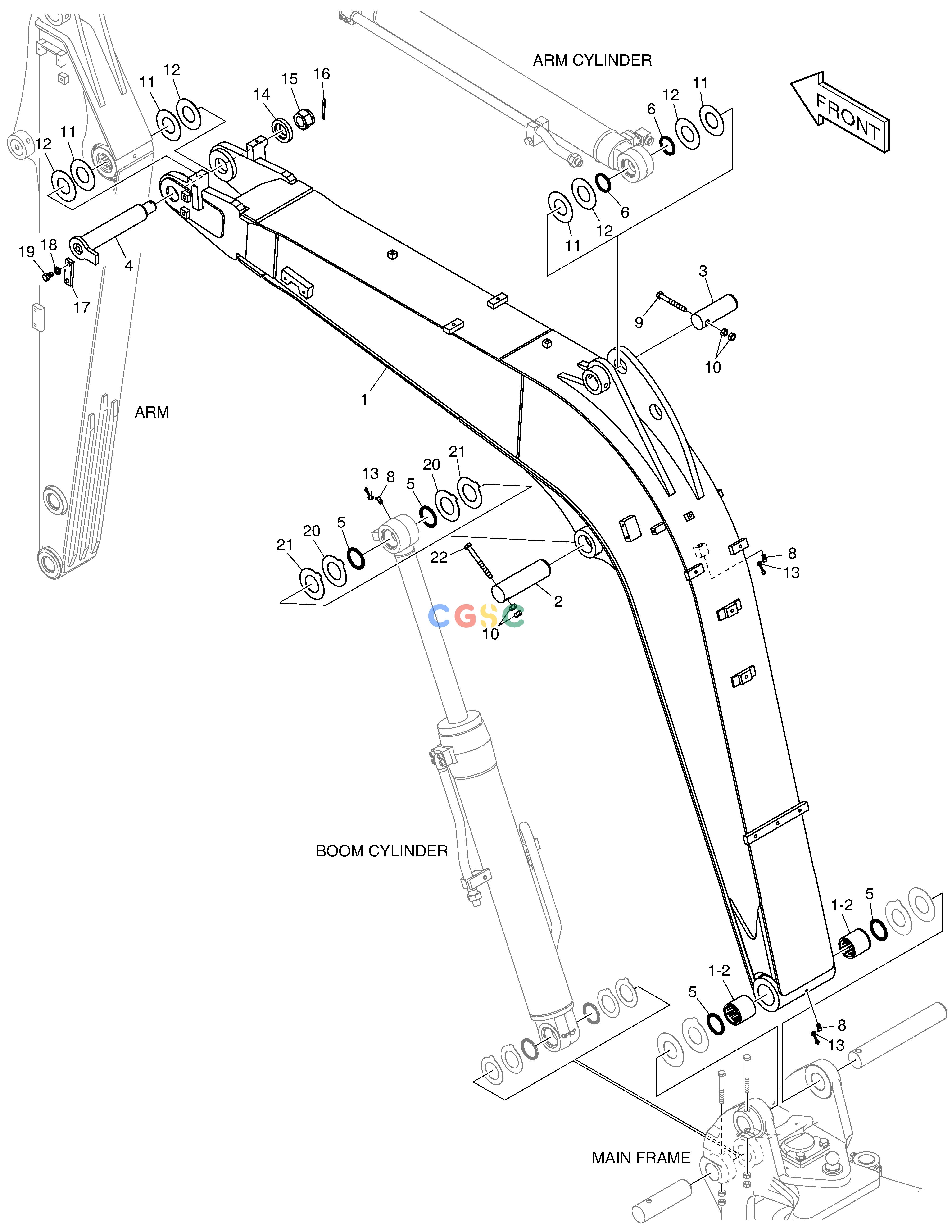 斗山零件查询BOOM - 3m(ROTATING) E57W Doosan parts catalog online