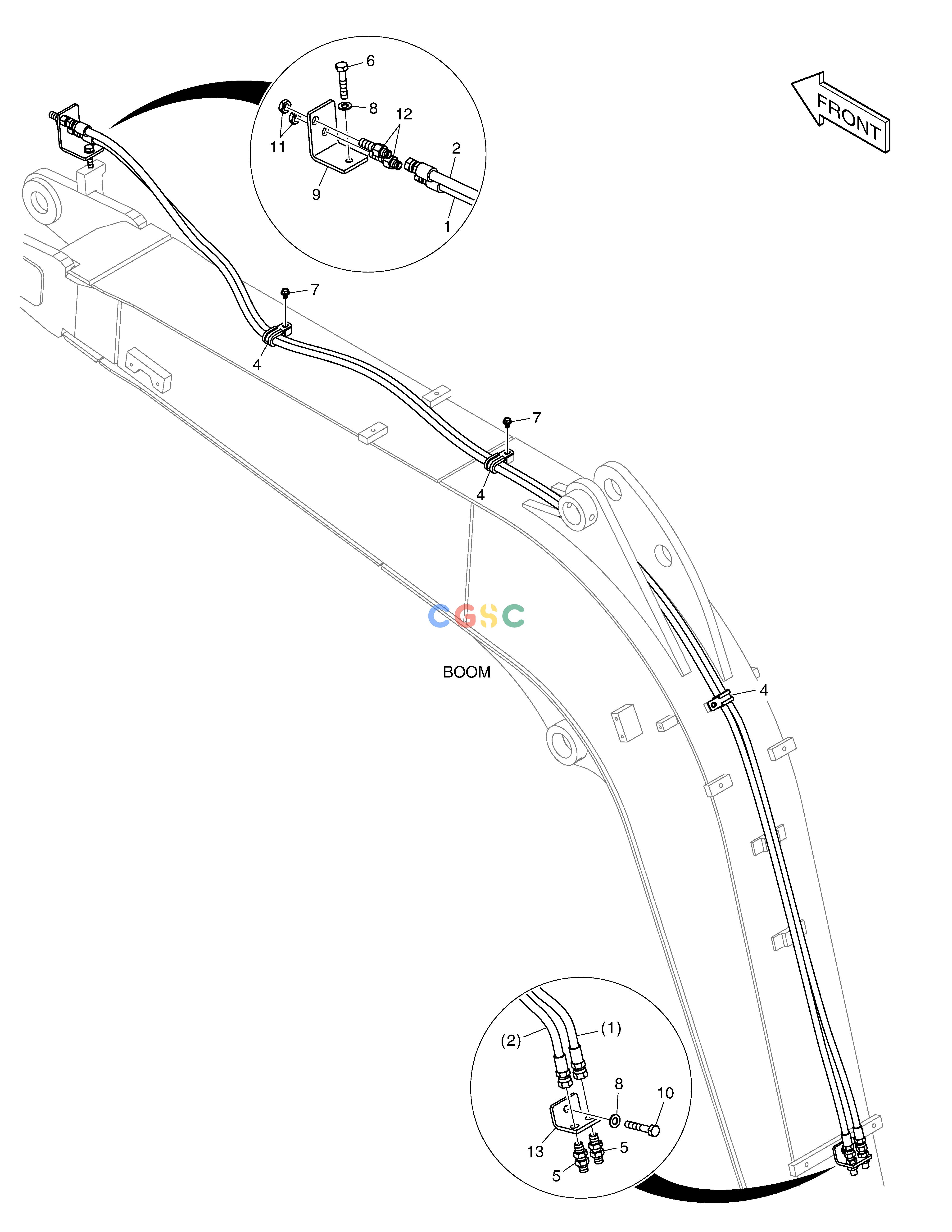 斗山零件查询BOOM PIPING - QUICK CLAMP E57W Doosan parts catalog online