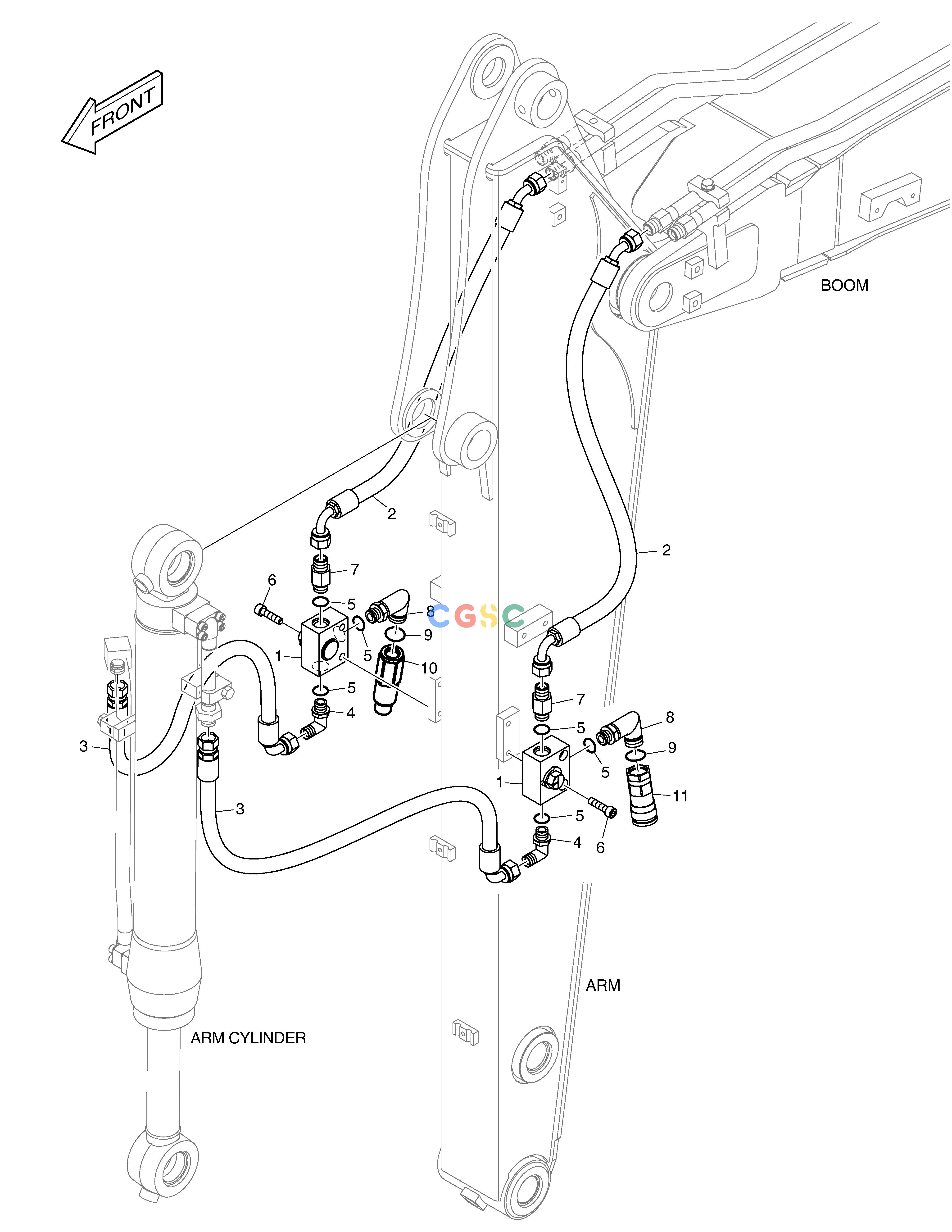 斗山零件查询ARM PIPING - CLAMSHELL(ARM 1.6m) E57W Doosan parts catalog online