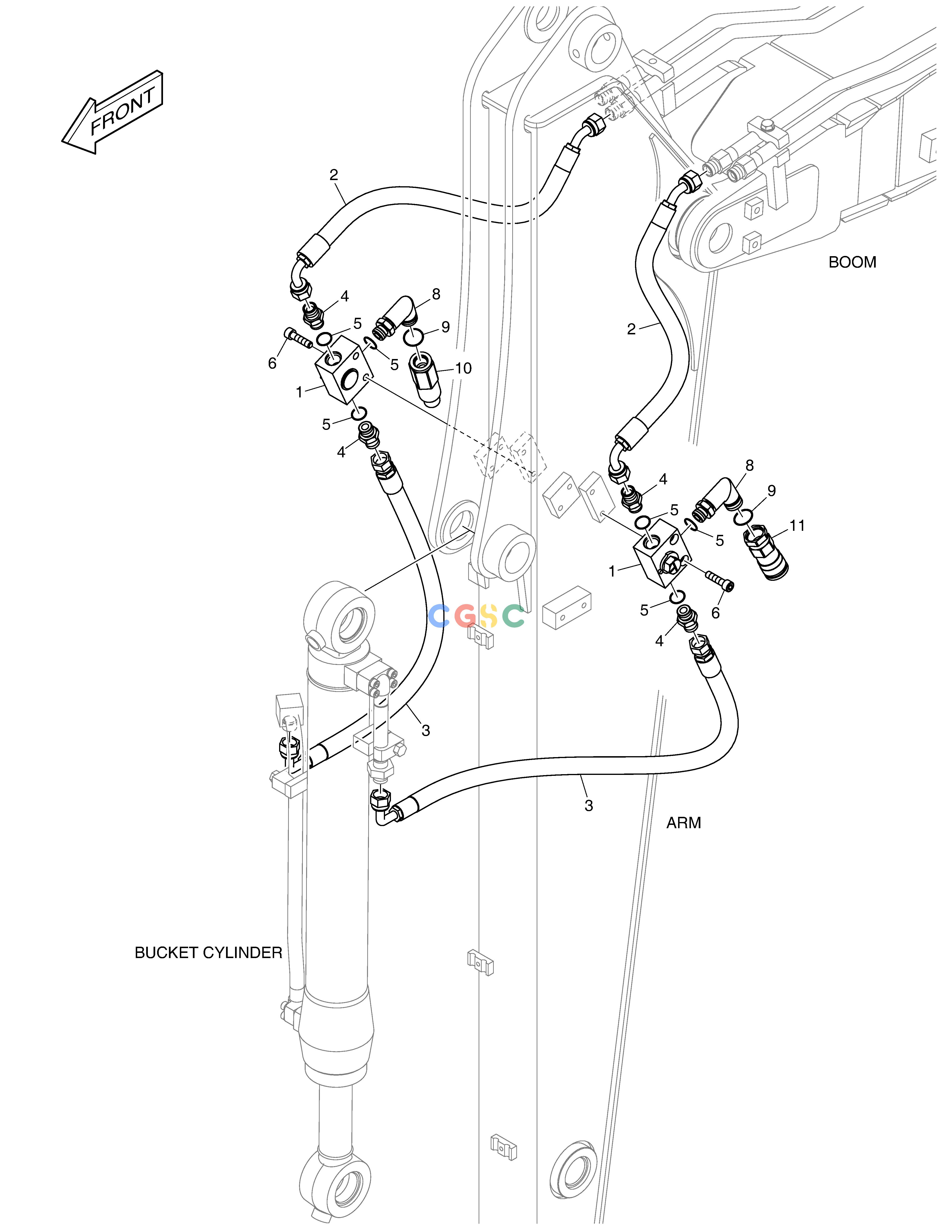 斗山零件查询ARM PIPING - CLAMSHELL(ARM 1.9m) E57W Doosan parts catalog online