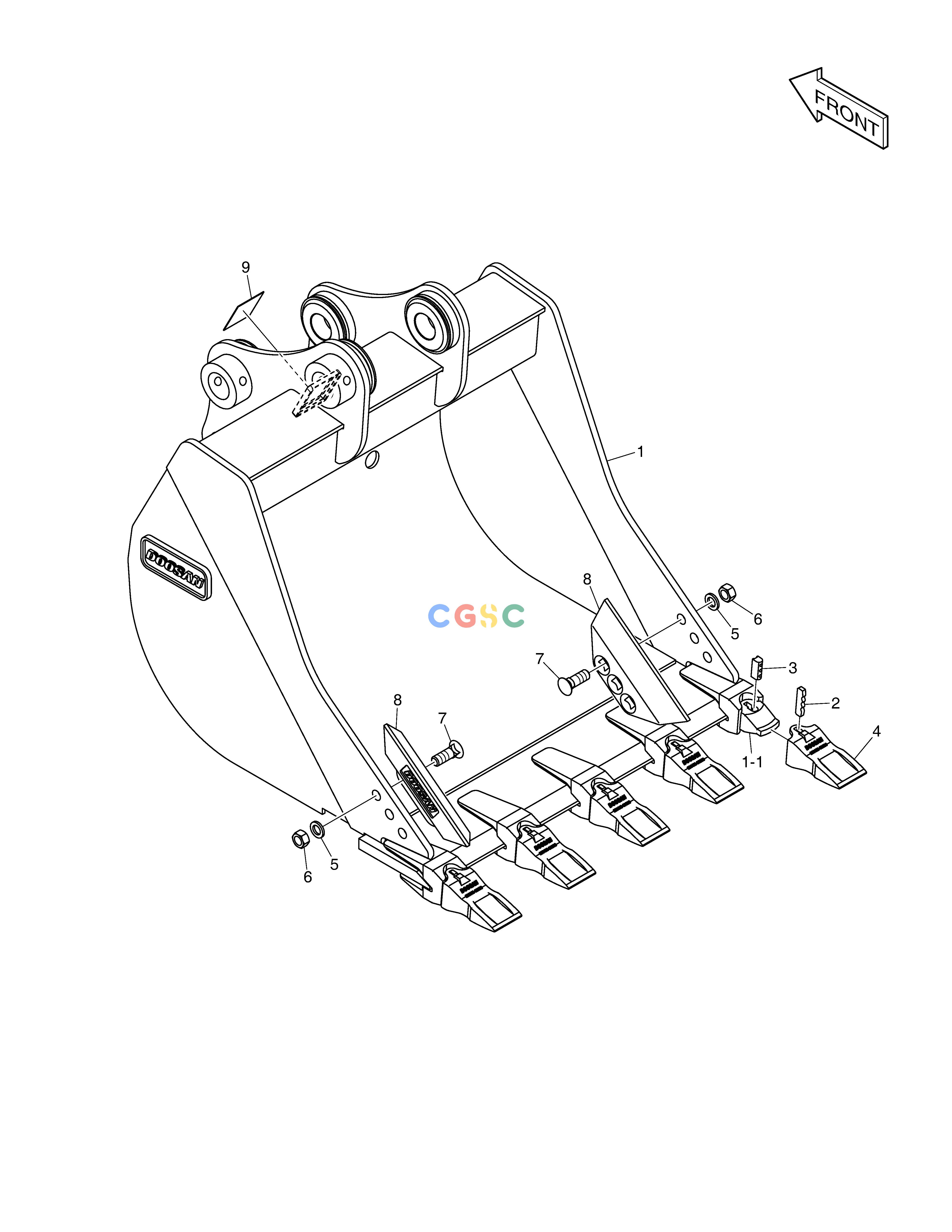 斗山零件查询BUCKET ASS´Y - 0.19m³ - G CLASS E57W Doosan parts catalog online