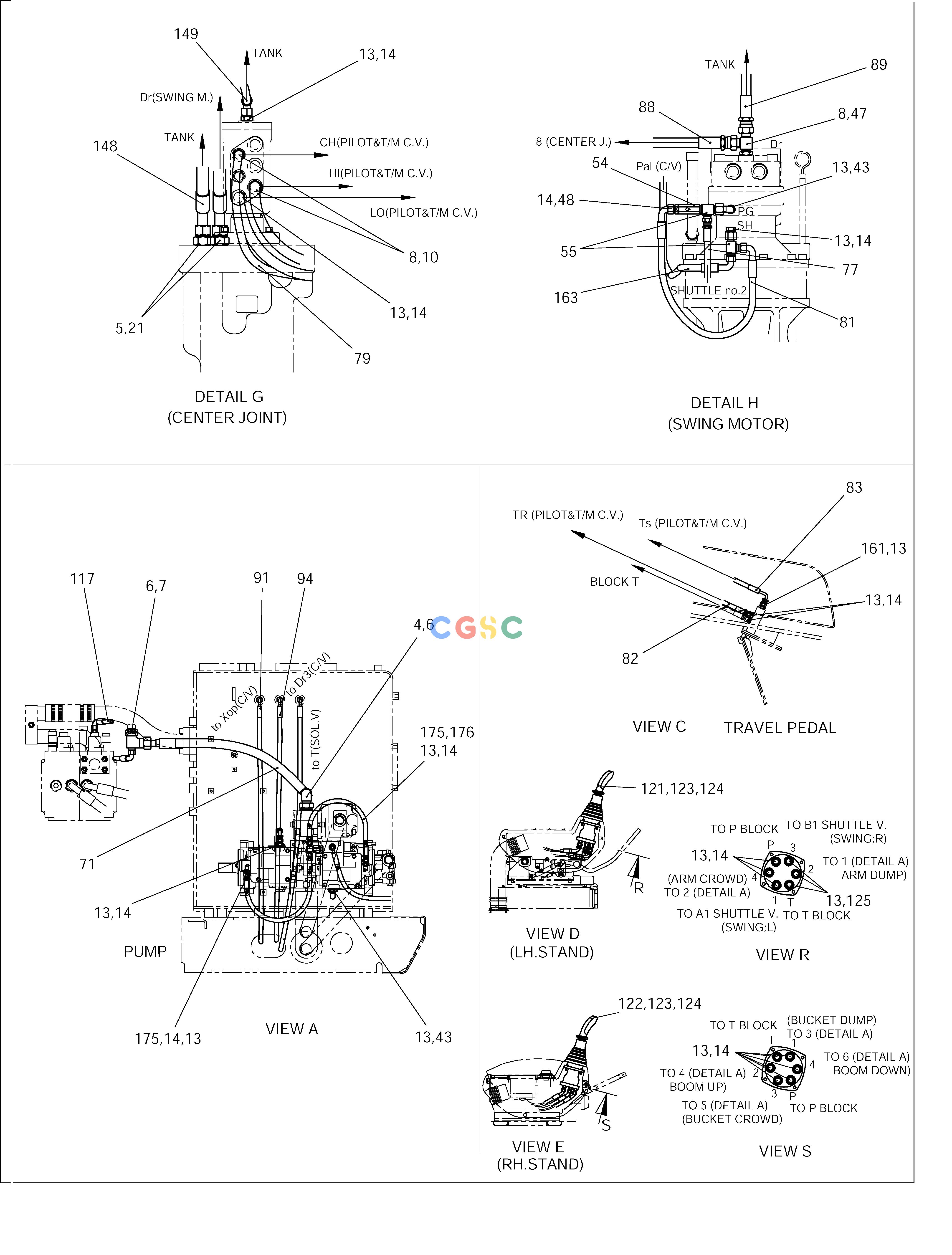 斗山零件查询PILOT PIPING(4) SOLAR 140W-V RAIL WAY Doosan parts catalog online