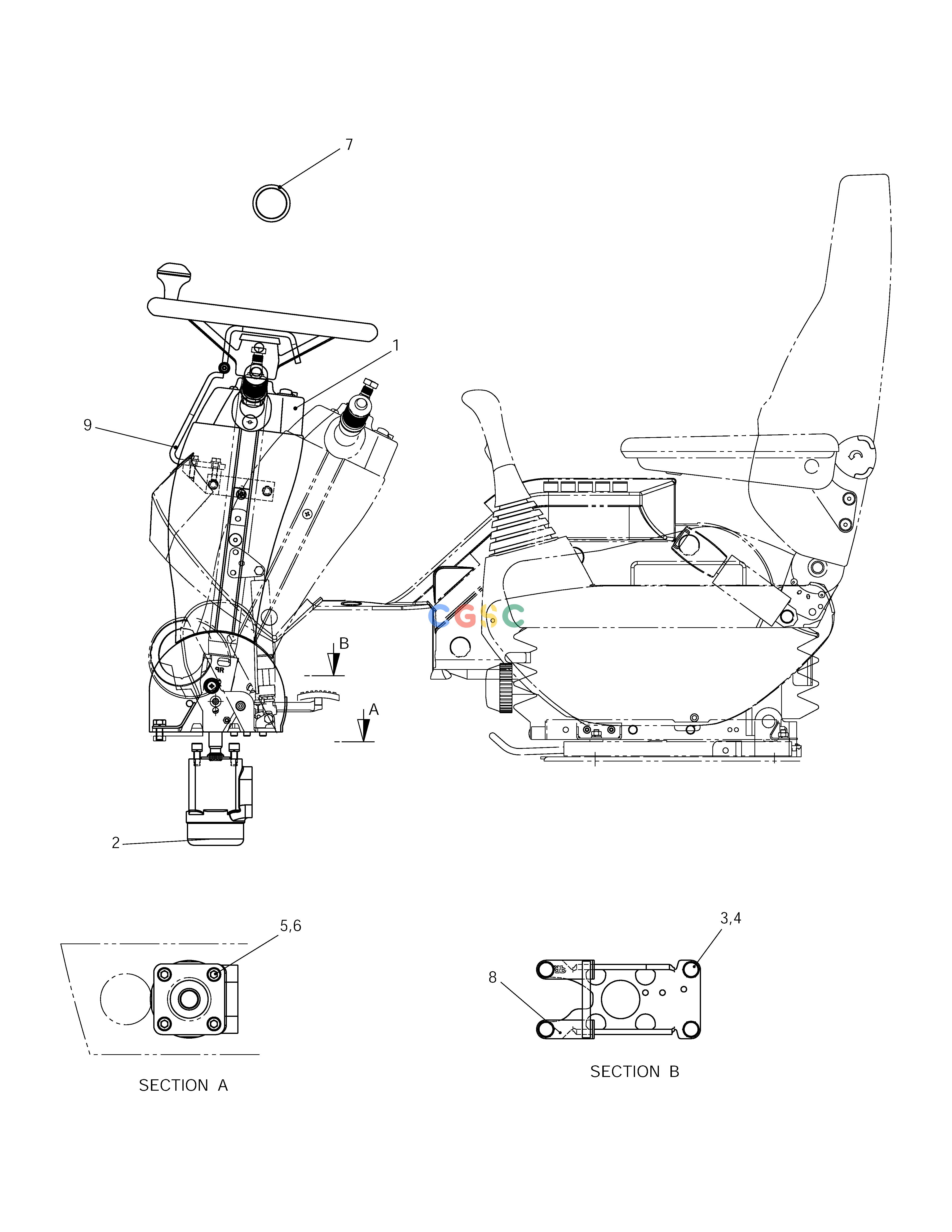 斗山零件查询STEERING WHEEL ASS'Y SOLAR 140W-V RAIL WAY Doosan parts catalog online