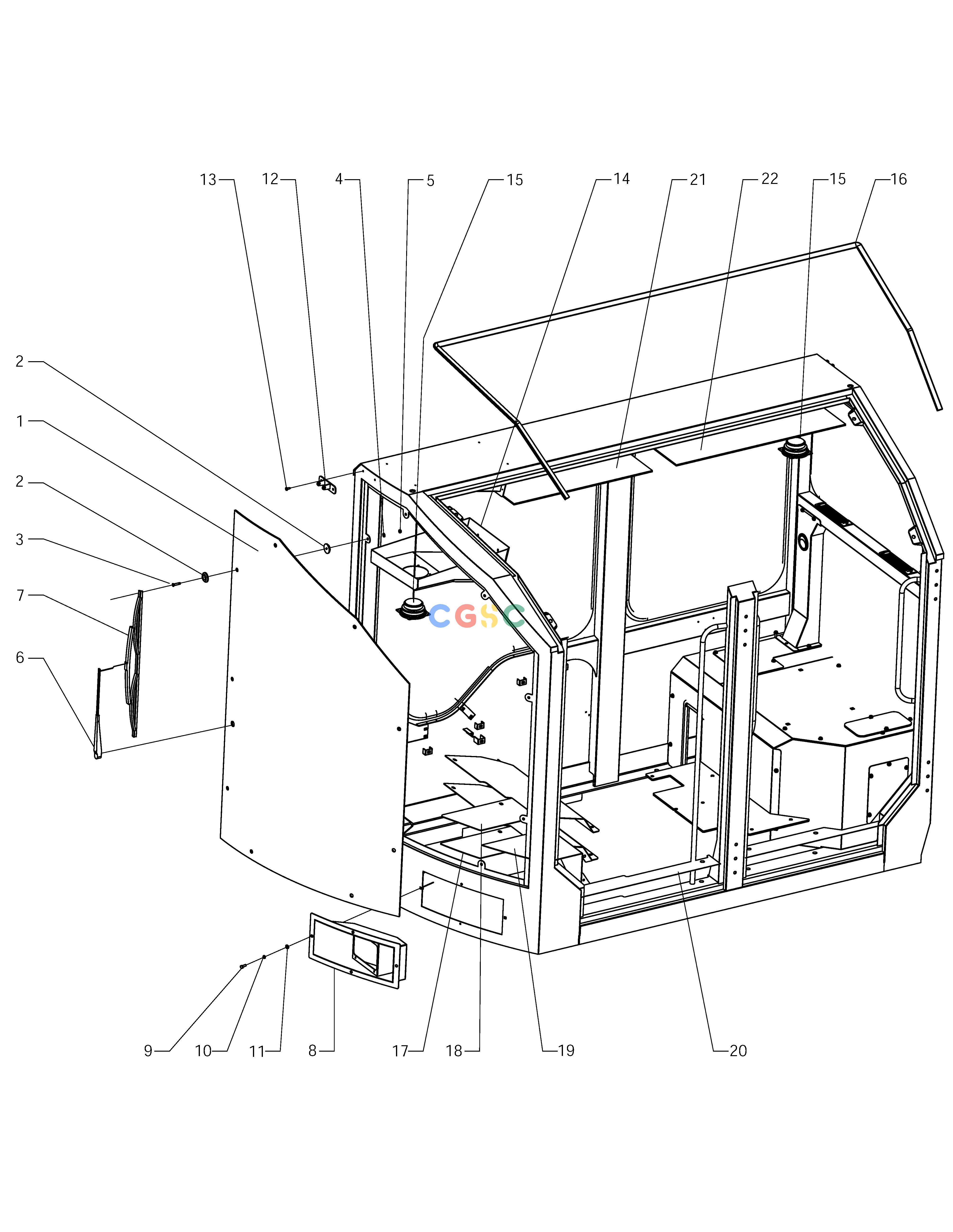 斗山零件查询CABIN WITHOUT ROOF & DOOR(1) SOLAR 140W-V RAIL WAY Doosan parts catalog online