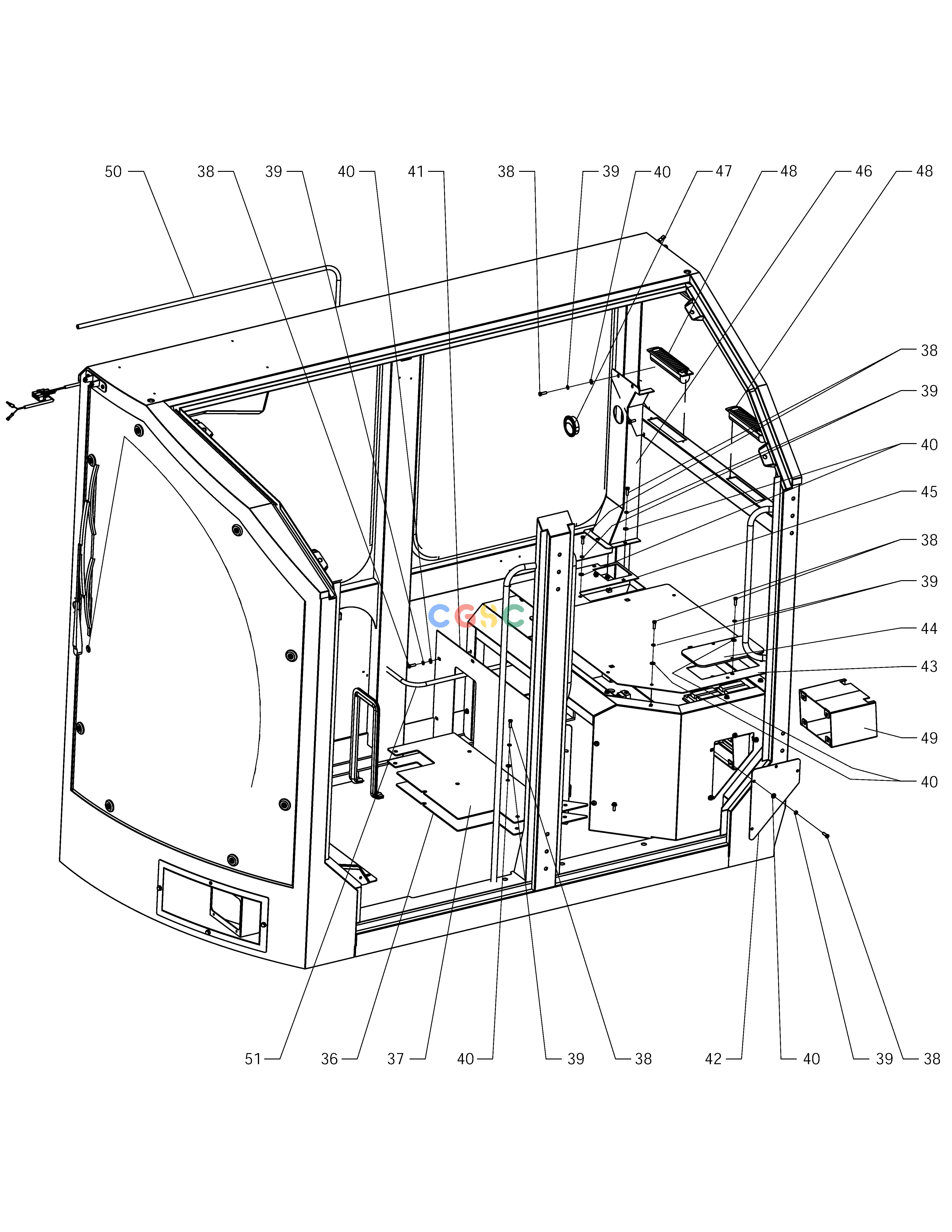 斗山零件查询CABIN WITHOUT ROOF & DOOR(3) SOLAR 140W-V RAIL WAY Doosan parts catalog online