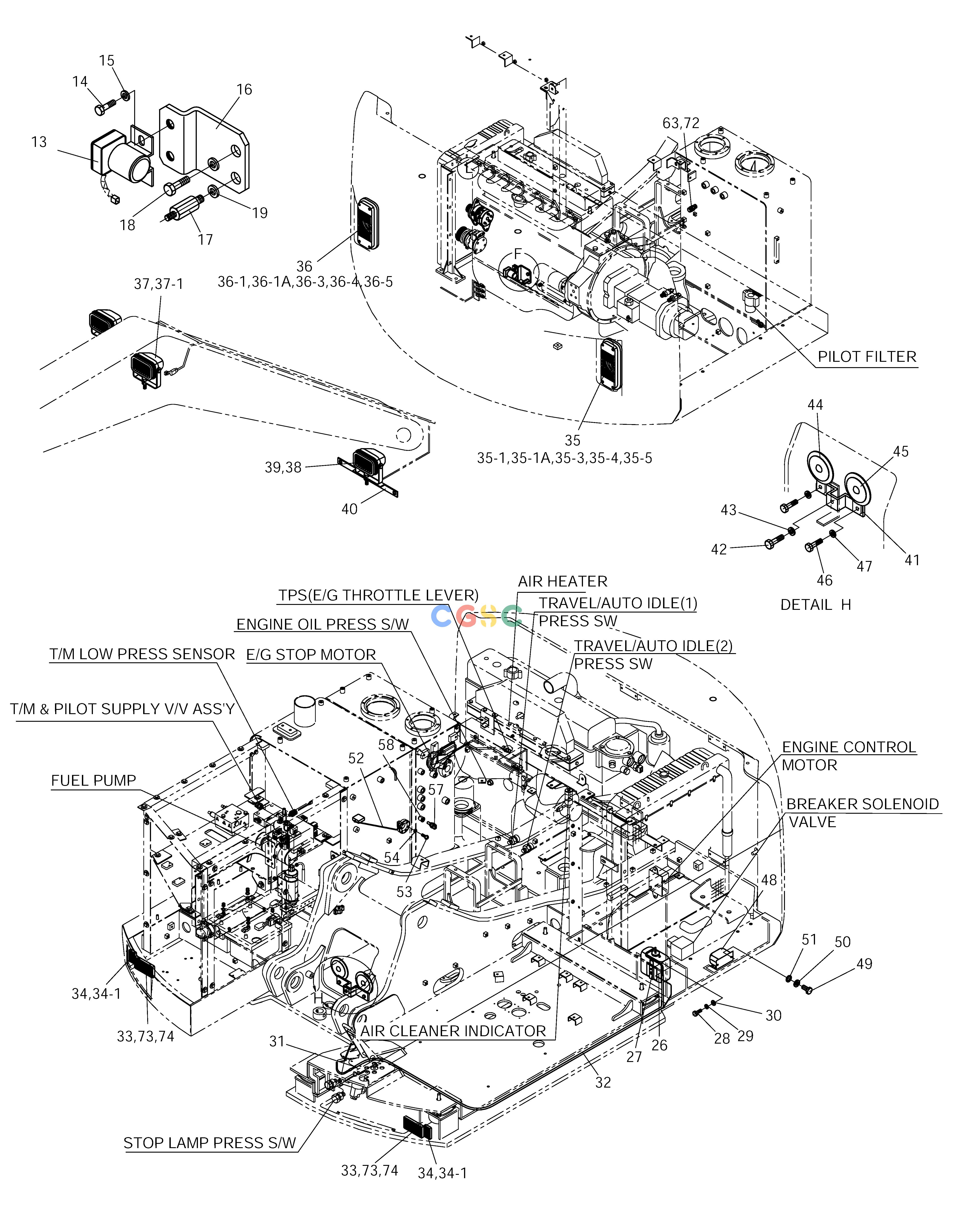斗山零件查询ELECTRIC PARTS-PREHEAT SOLAR 140W-V RAIL WAY Doosan parts catalog online