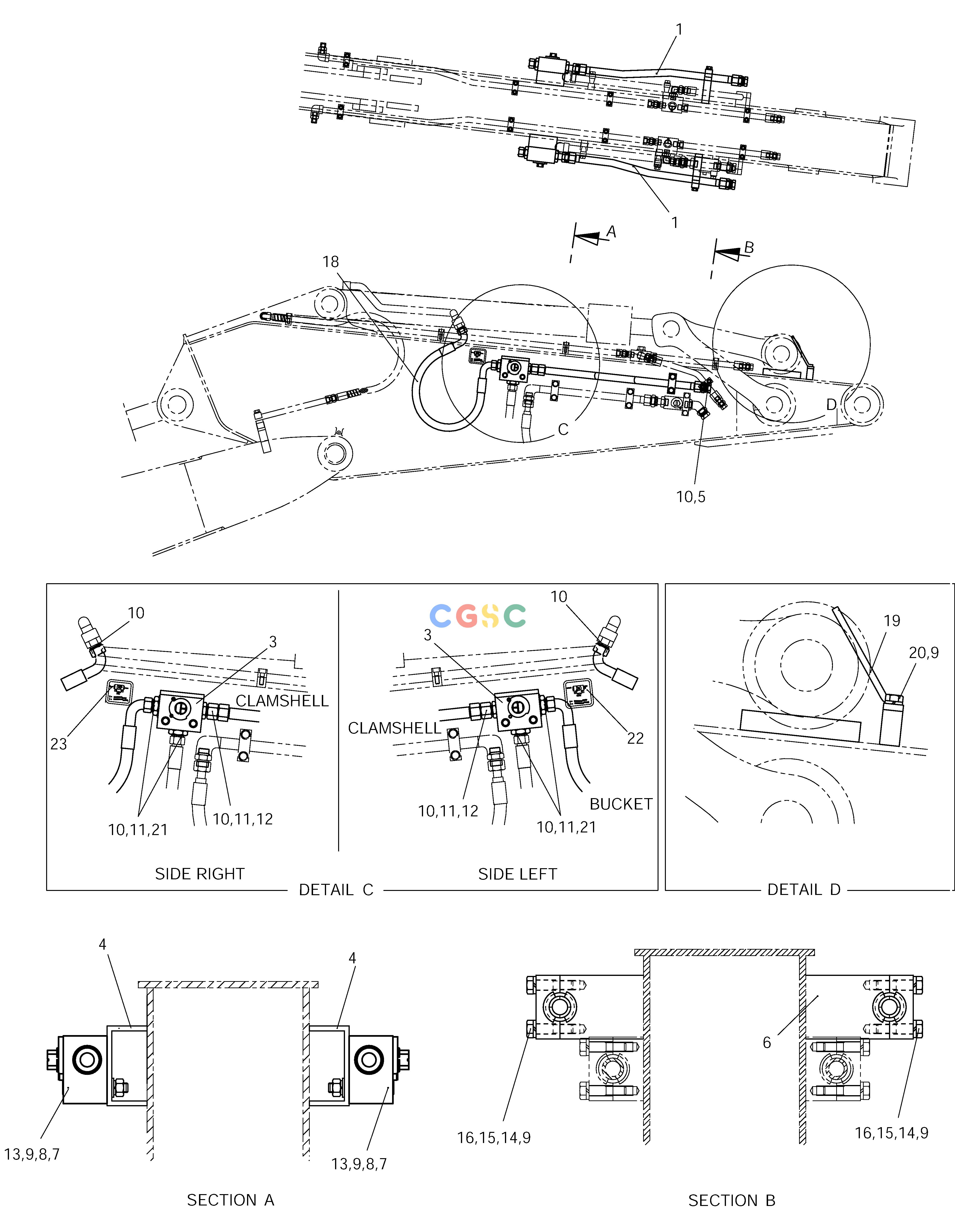斗山零件查询CLAM SHELL PIPING SOLAR 140W-V RAIL WAY Doosan parts catalog online
