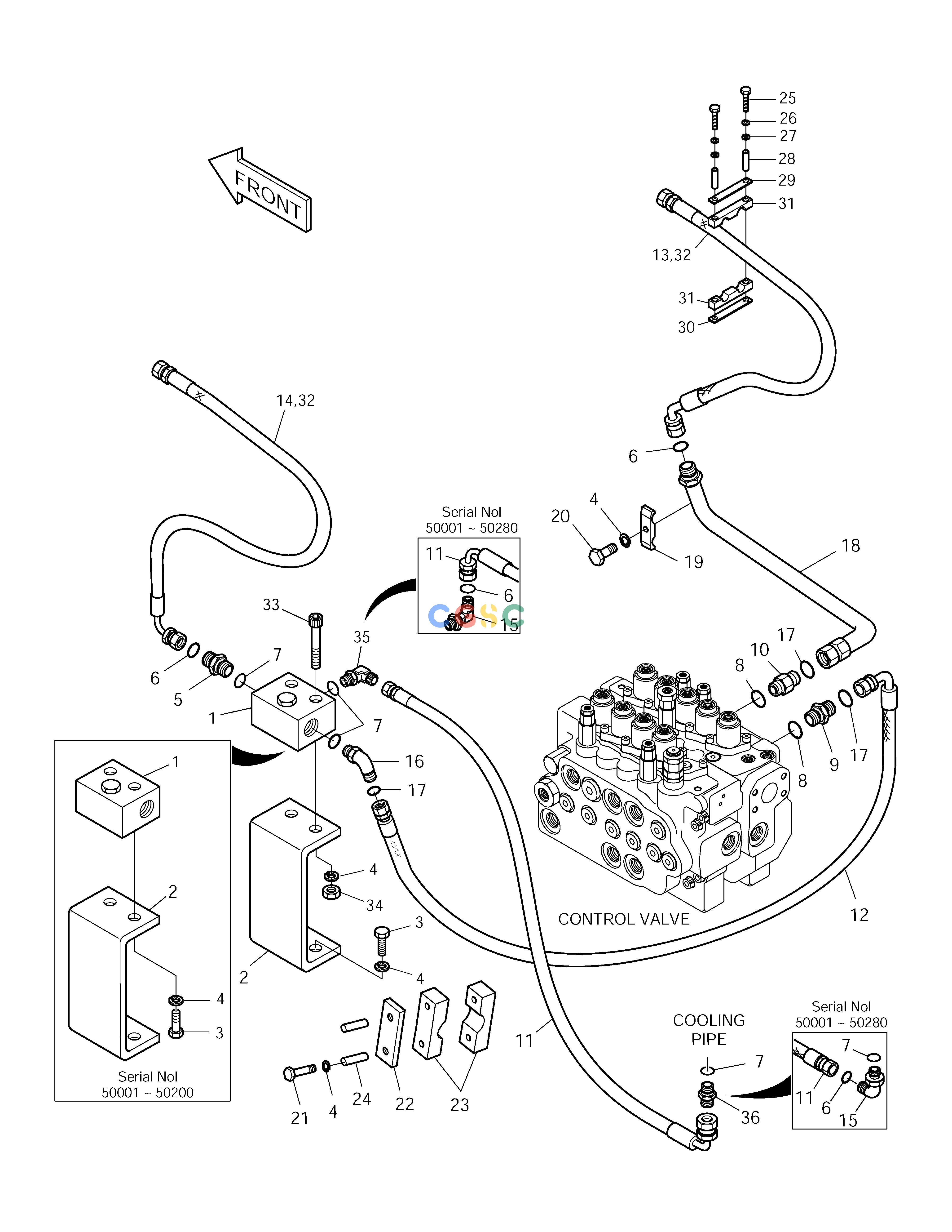 斗山零件查询MAIN PIPING-ONE & TWO WAY-HAMMER SOLAR 175LC-V Doosan parts catalog online