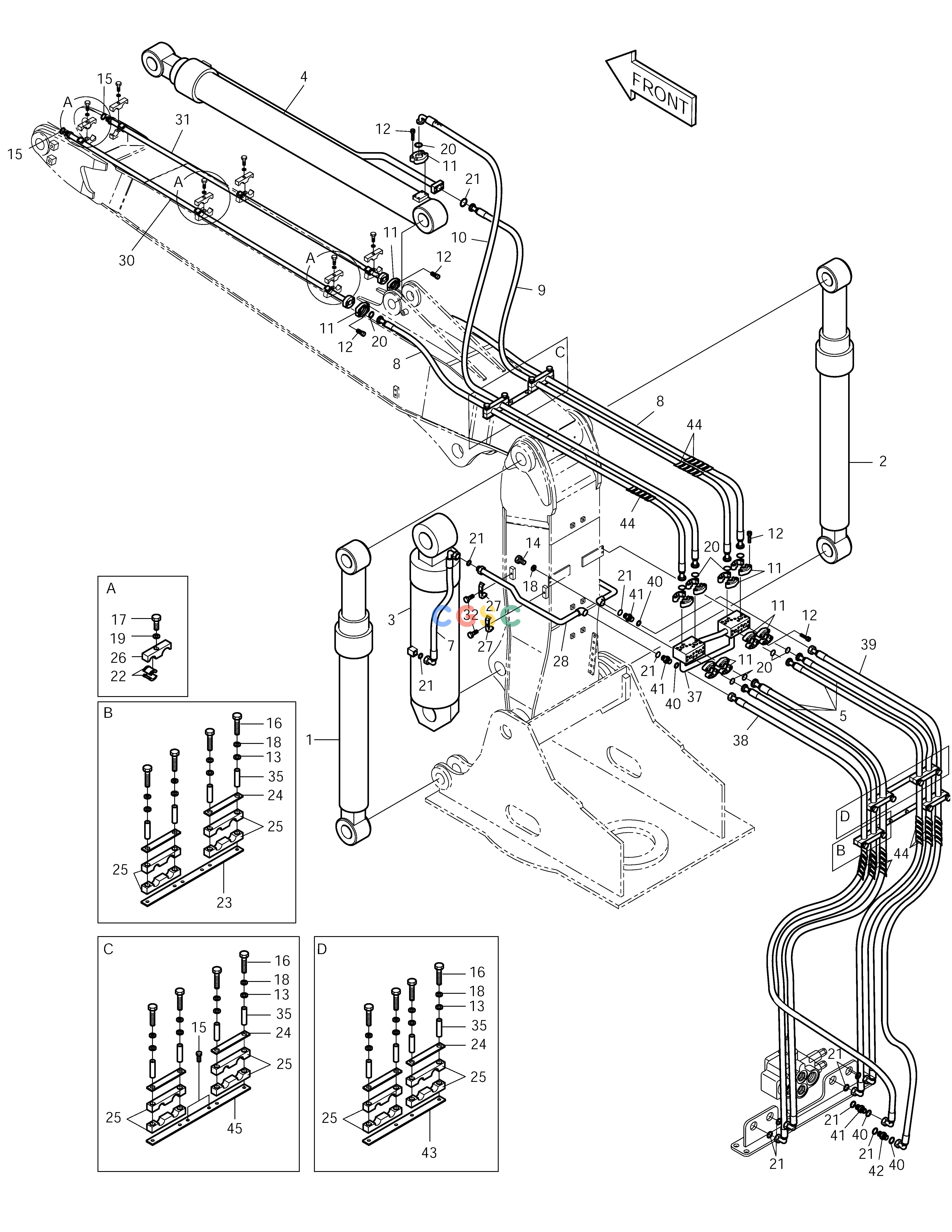 斗山零件查询FRONT PIPING-ARTI.BOOM-L.V(1) SOLAR 175LC-V Doosan parts catalog online