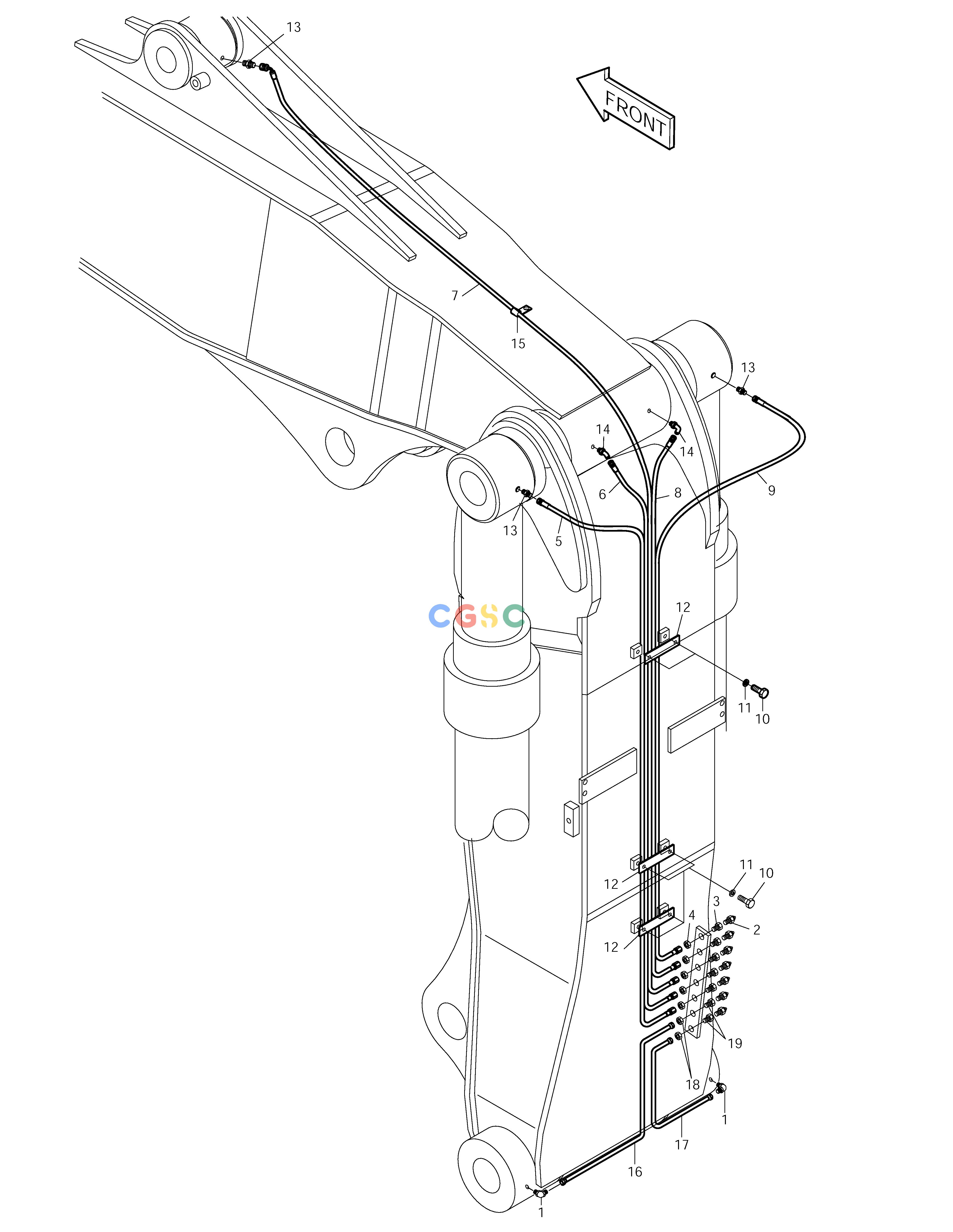 斗山零件查询FRONT LUBRICATION PIPING-ARTI.BOOM SOLAR 175LC-V Doosan parts catalog online