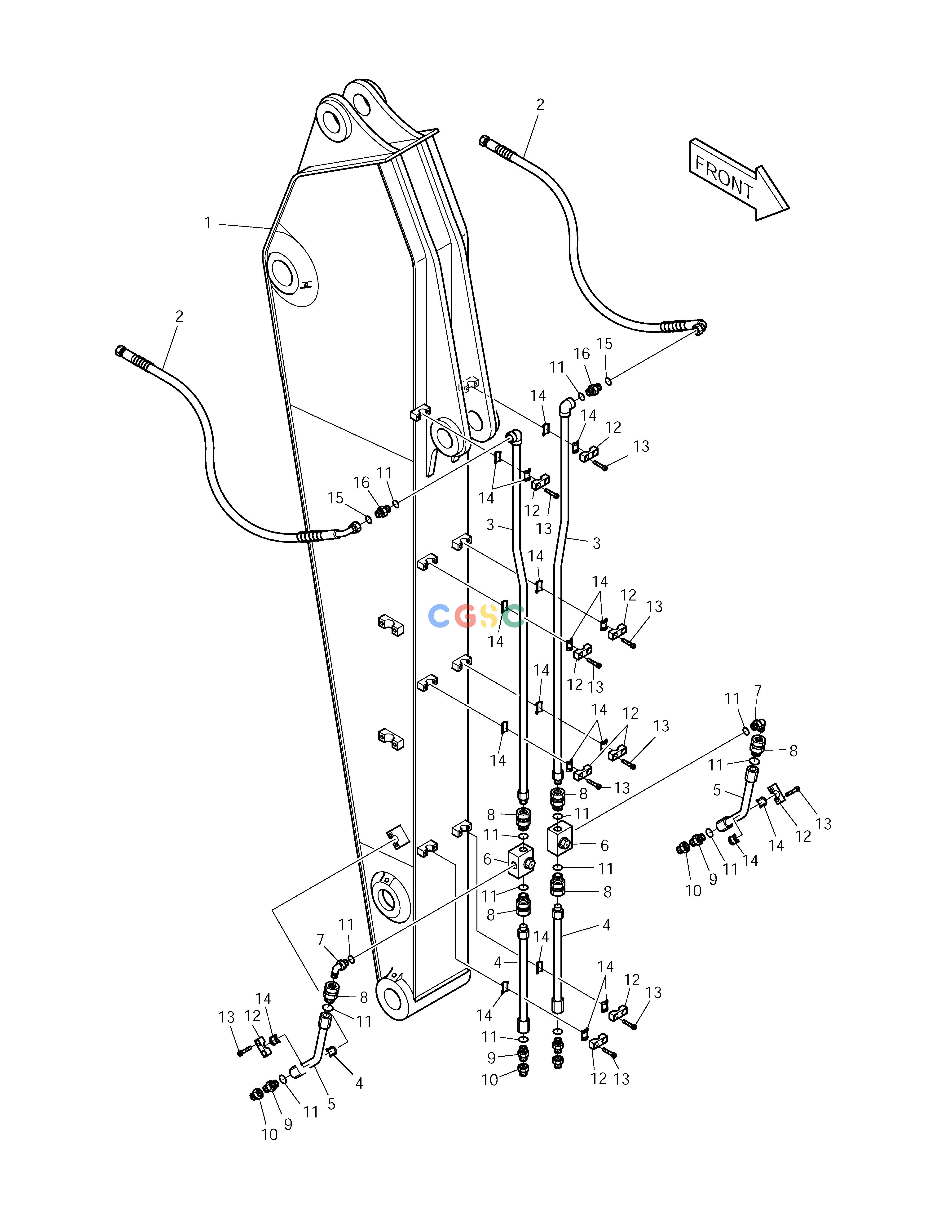 斗山零件查询ARM PIPING(2.6m)-ROTATION & TILTING SOLAR 175LC-V Doosan parts catalog online