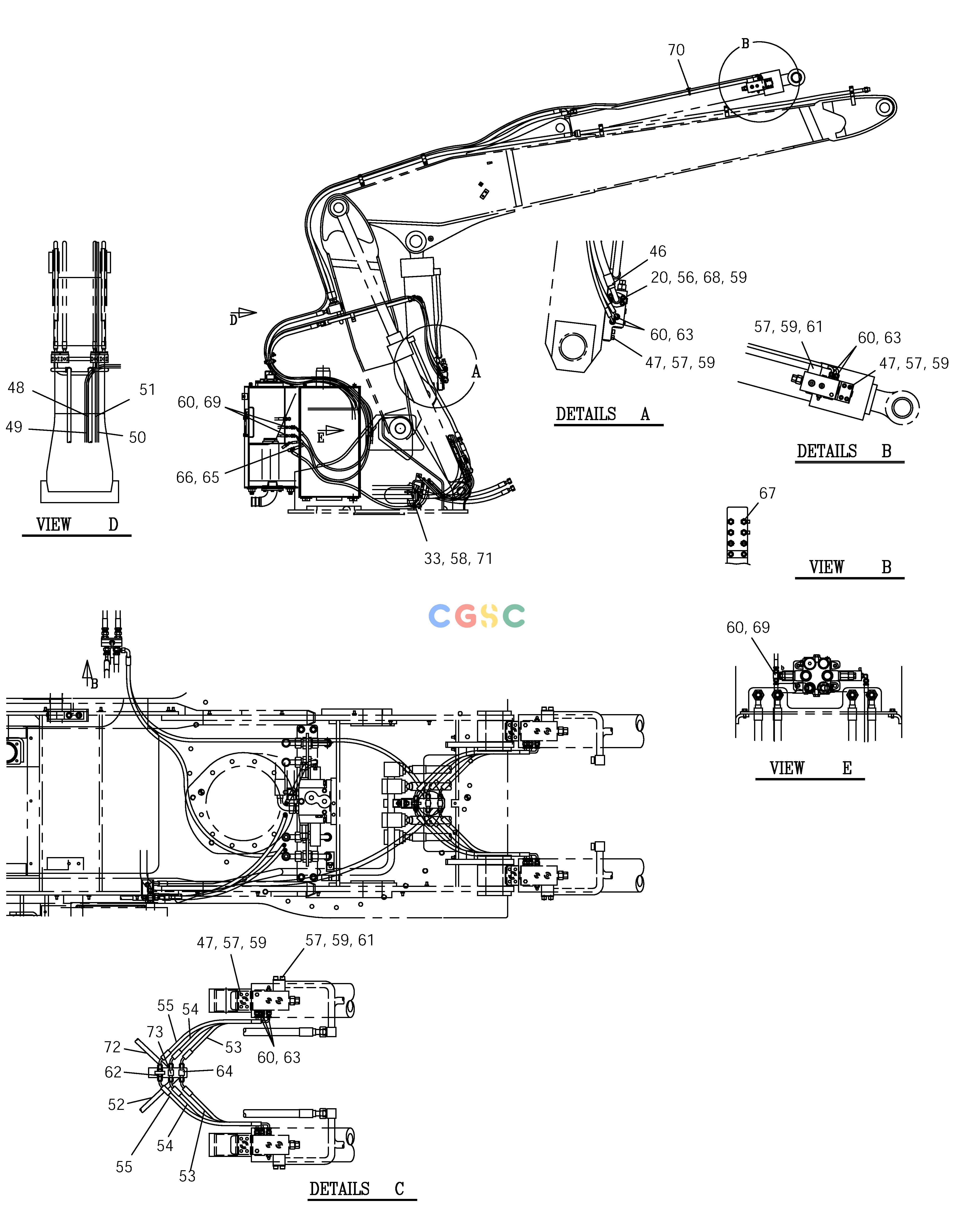 斗山零件查询FRONT PIPING ARTI BOOM 6m(2) SOLAR 175LC-V Doosan parts catalog online
