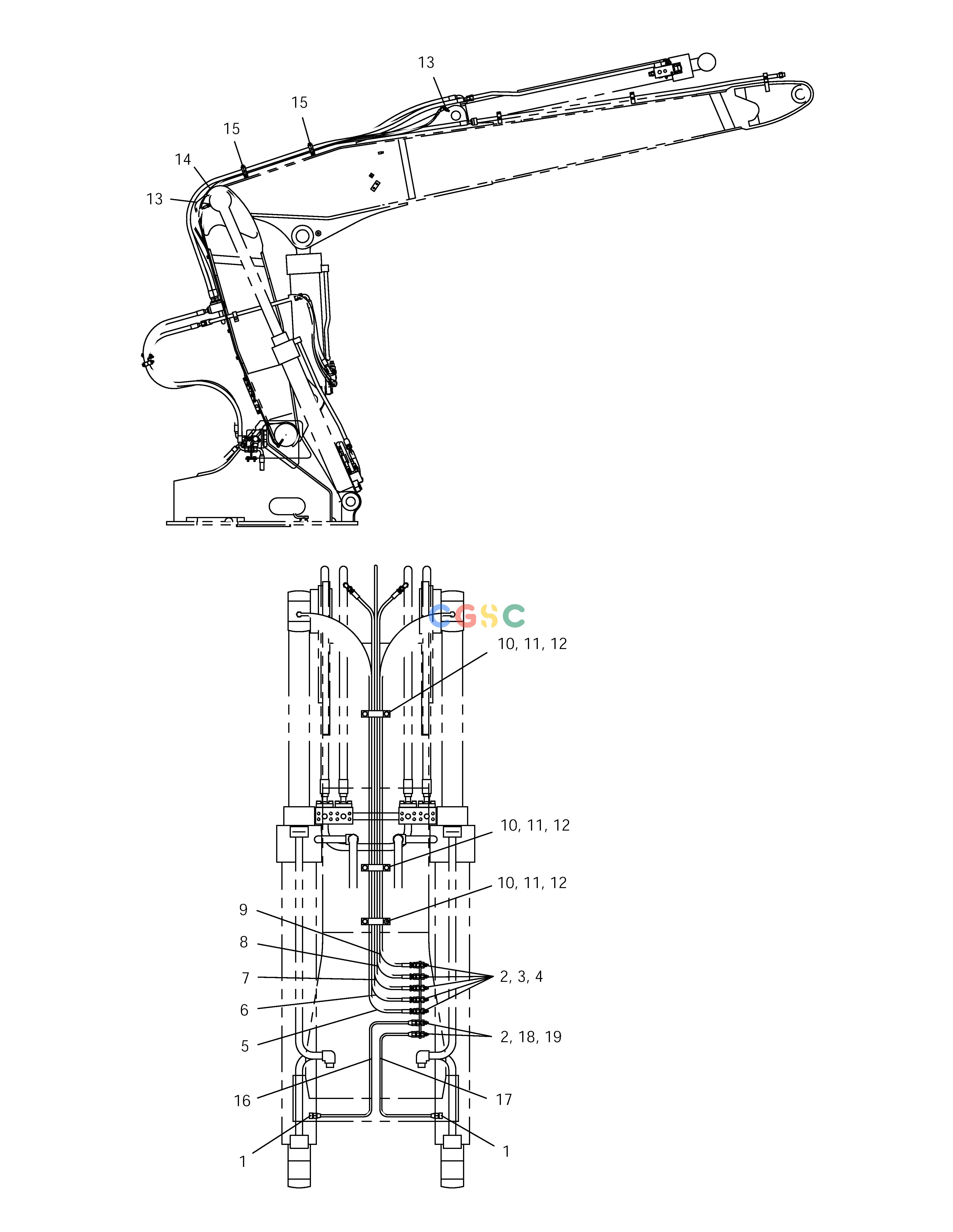 斗山零件查询FRONT PIPING LUBRIFICATOR ARTI BOOM 6m SOLAR 175LC-V Doosan parts catalog online