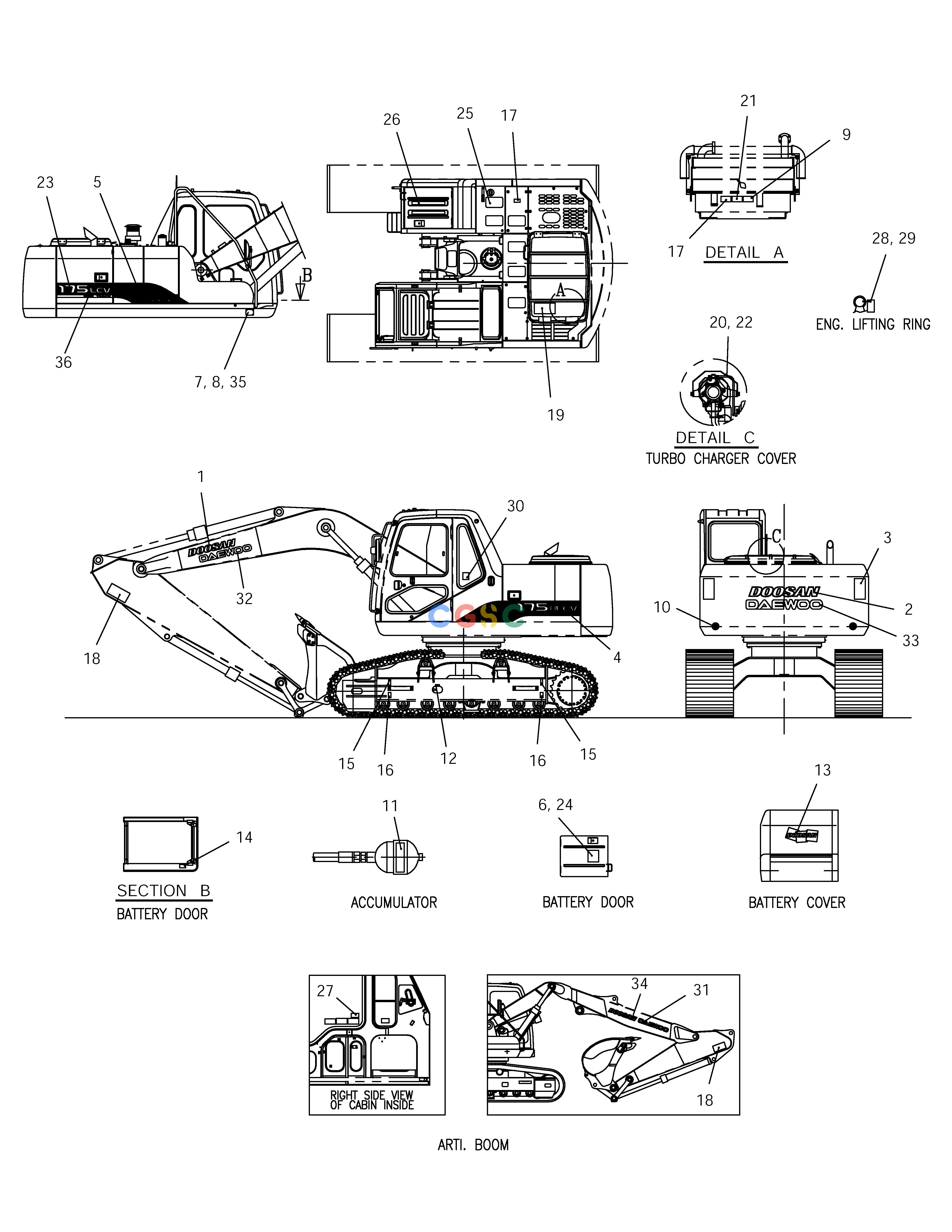 斗山零件查询MAIN PLATE ASS'Y SOLAR 175LC-V Doosan parts catalog online
