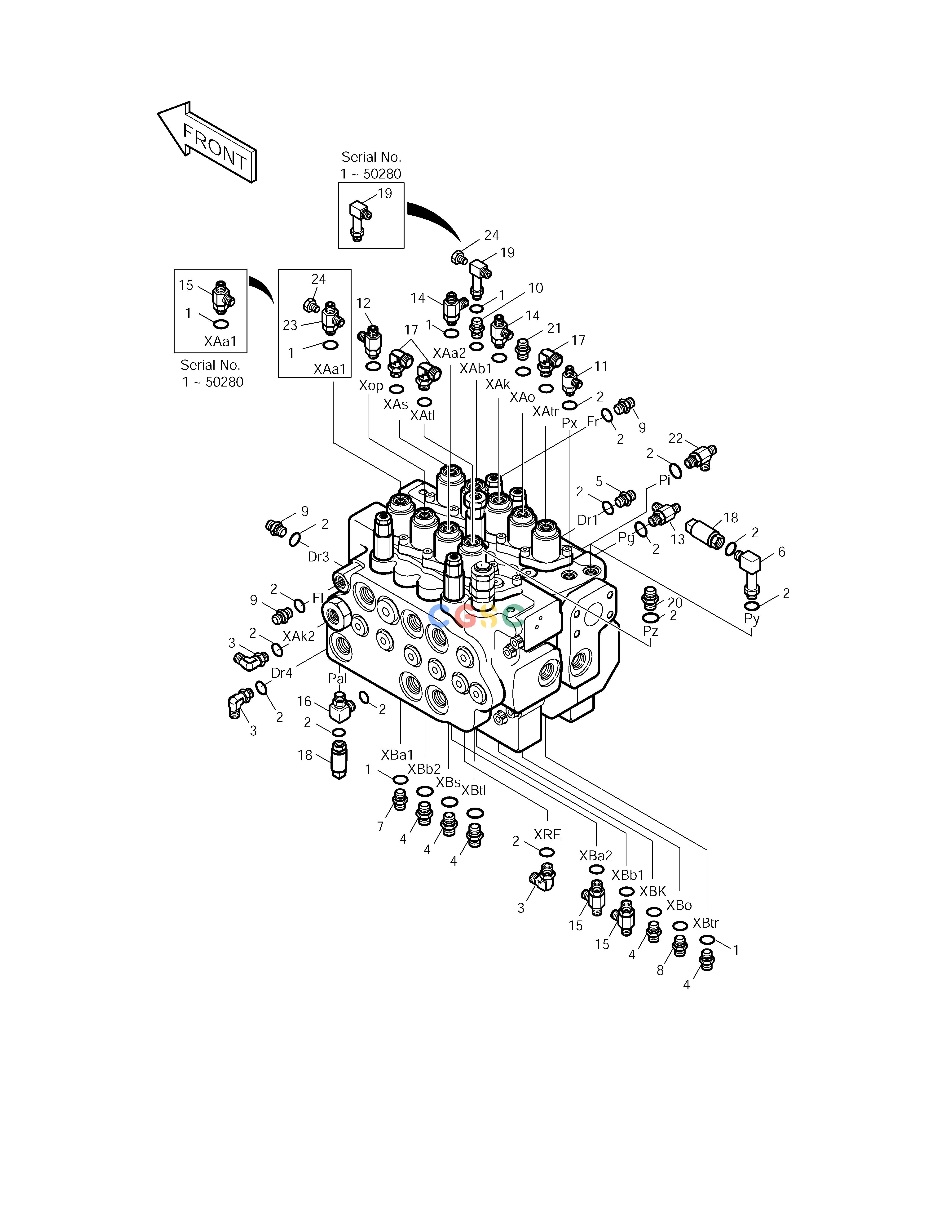 斗山零件查询PILOT PIPING-CONTROL VALVE SUB. SOLAR 170LC-V Doosan parts catalog online